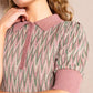 Kachel Minnie Polo Knit Top in Roseglow Zig - the tartan fox