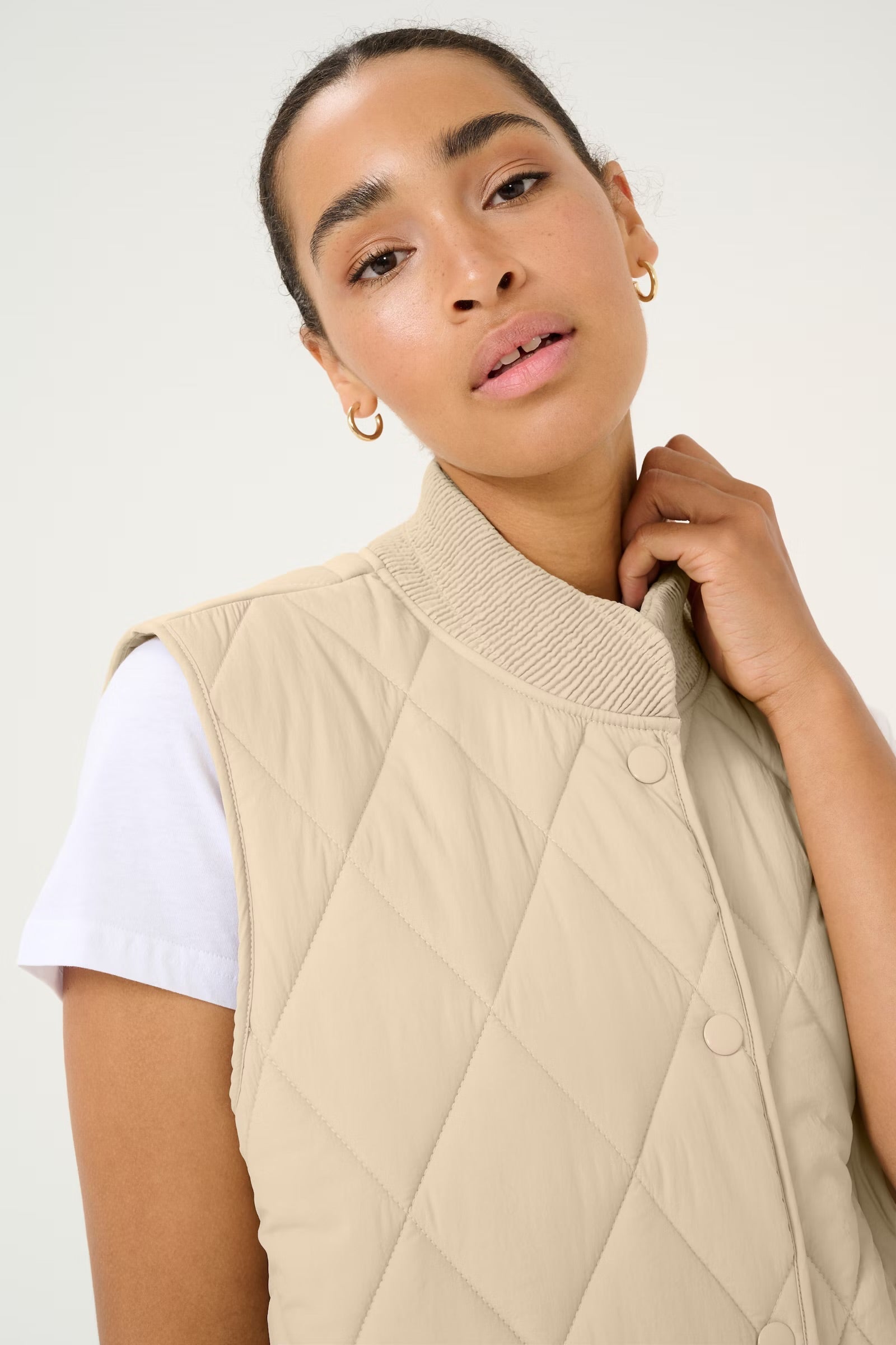 KAFFE KAlorena Quilted Waistcoat in Feather Grey - the tartan fox