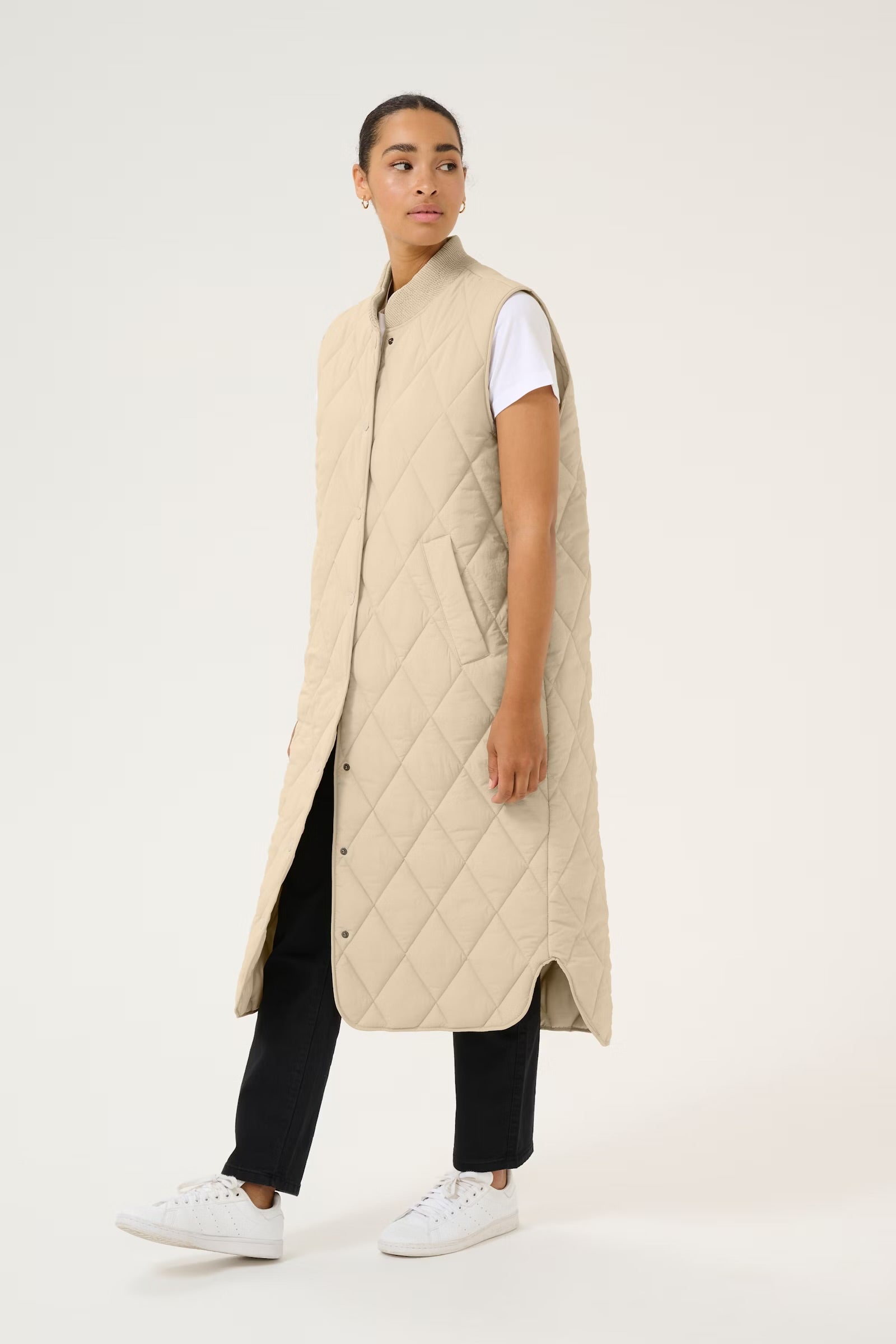KAFFE KAlorena Quilted Waistcoat in Feather Grey - the tartan fox