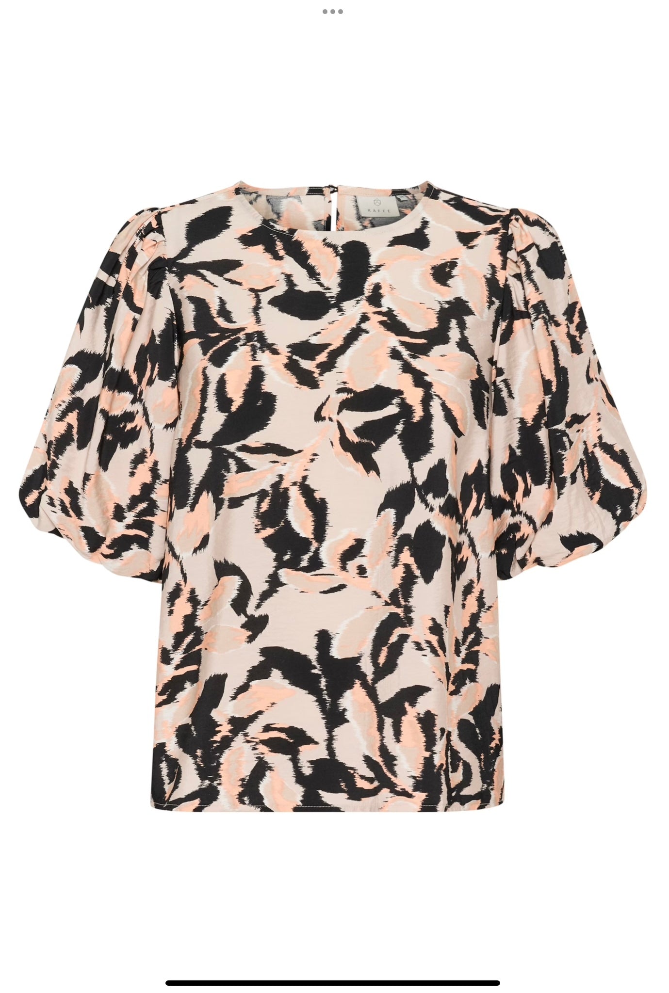 Kaffe KApaco Blouse in Beige/Black/Peach Blurry - the tartan fox