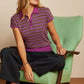 King Louie Ann Polo Top Bee Stripe in Sparking Purple - the tartan fox