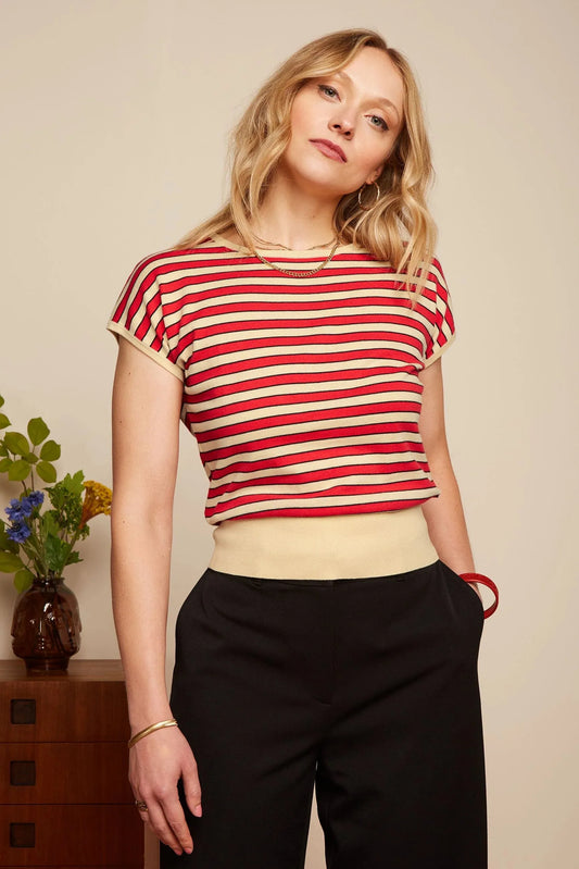 King Louie Ann Top Port Stripe in Fiery Red - the tartan fox