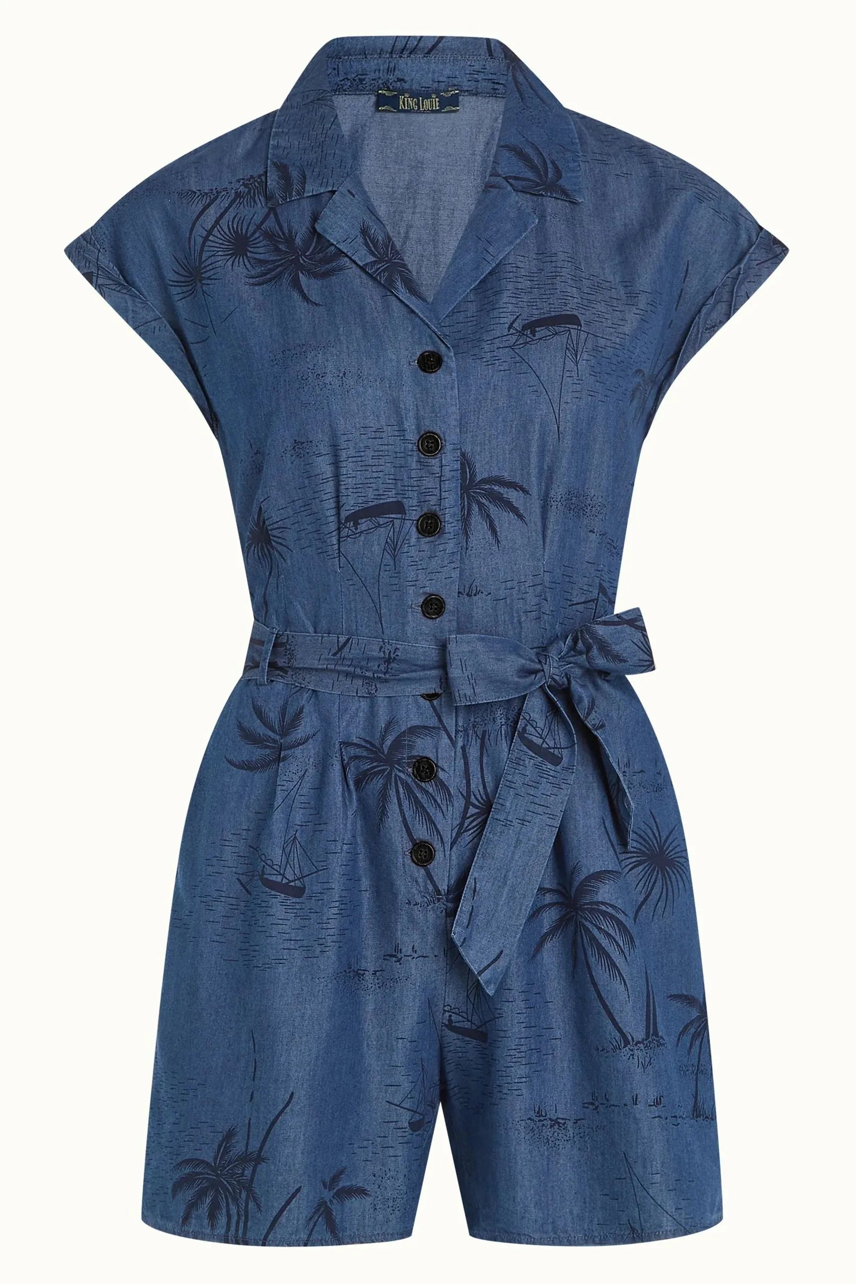 King Louie Darcy Playsuit Daytrip in Denim Blue - the tartan fox