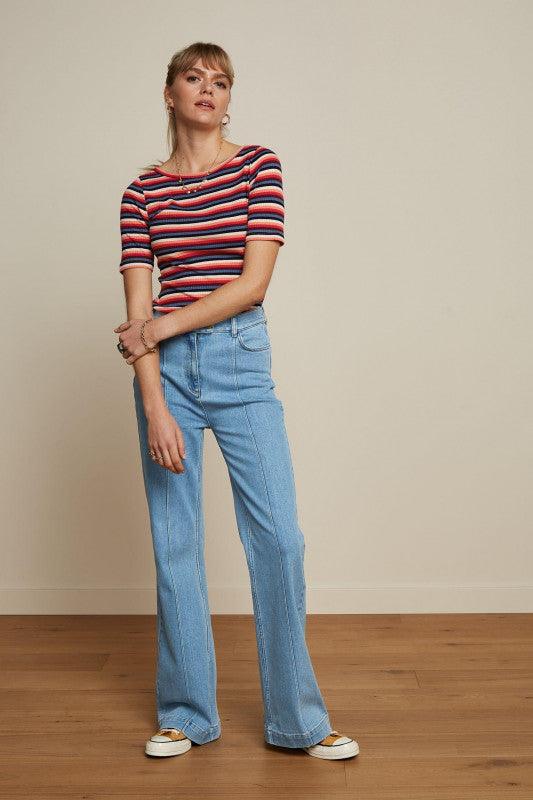 King Louie Ella Pintuck Pants Strata Denim in Heaven Blue - the tartan fox