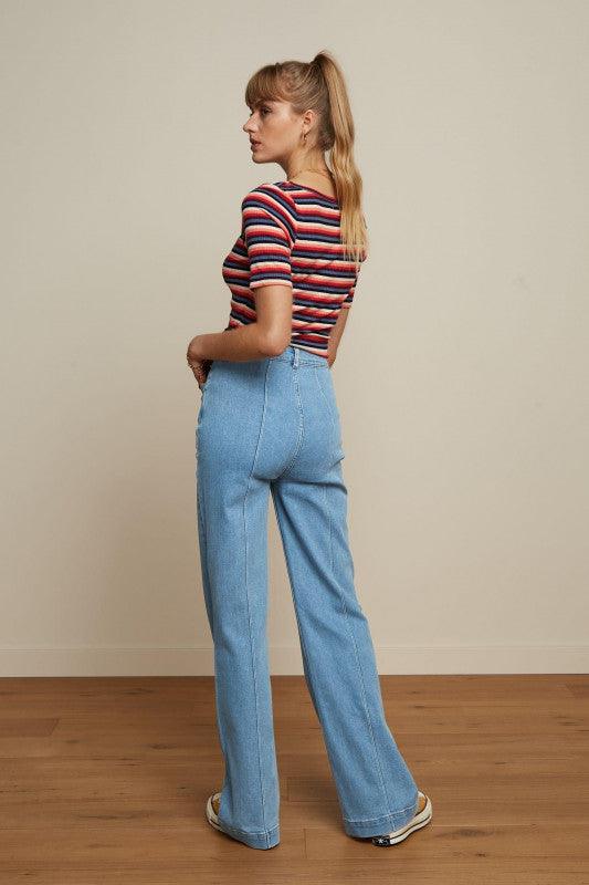 King Louie Ella Pintuck Pants Strata Denim in Heaven Blue - the tartan fox