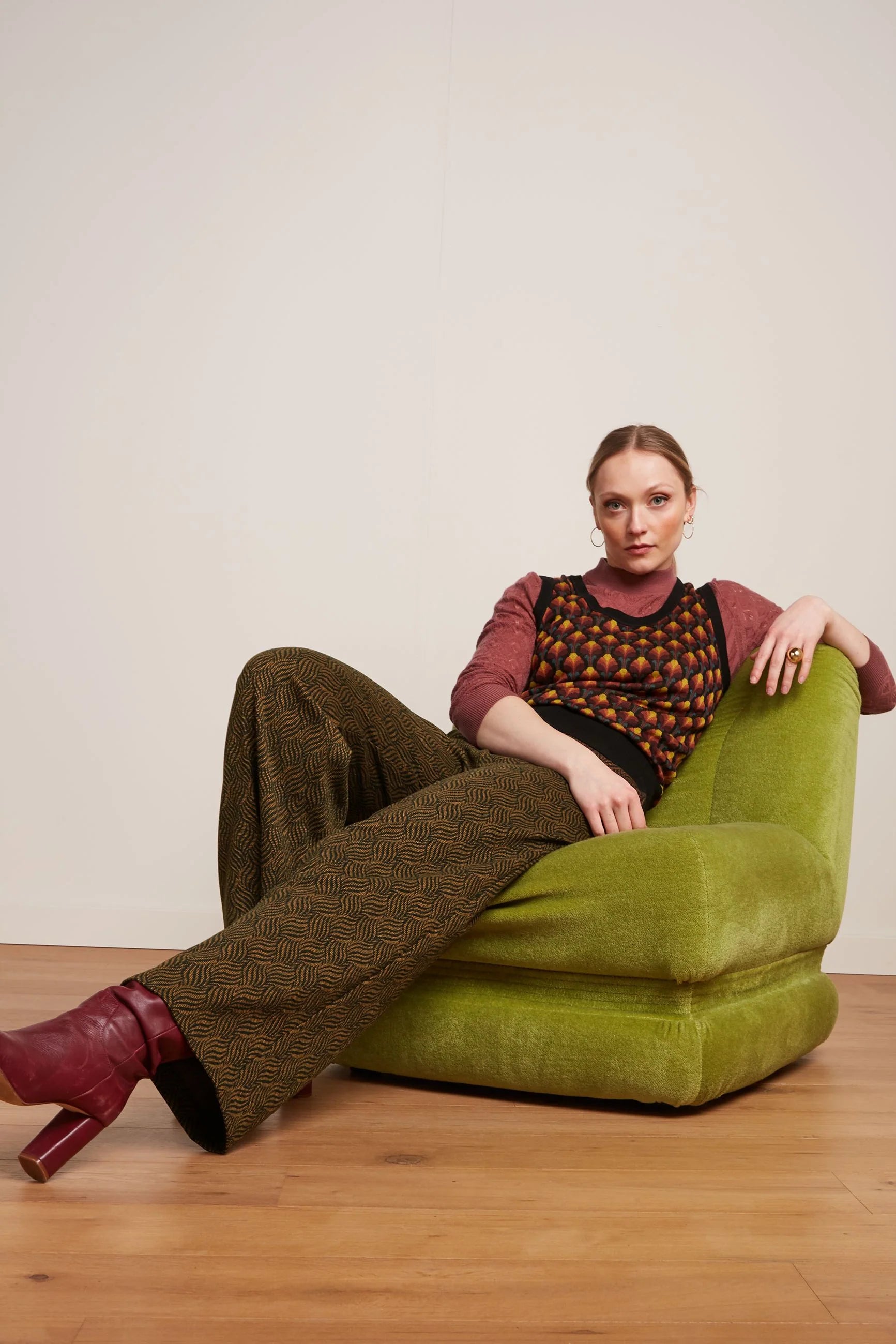 King Louie Federica Pants in Ruby Jacquard - the tartan fox