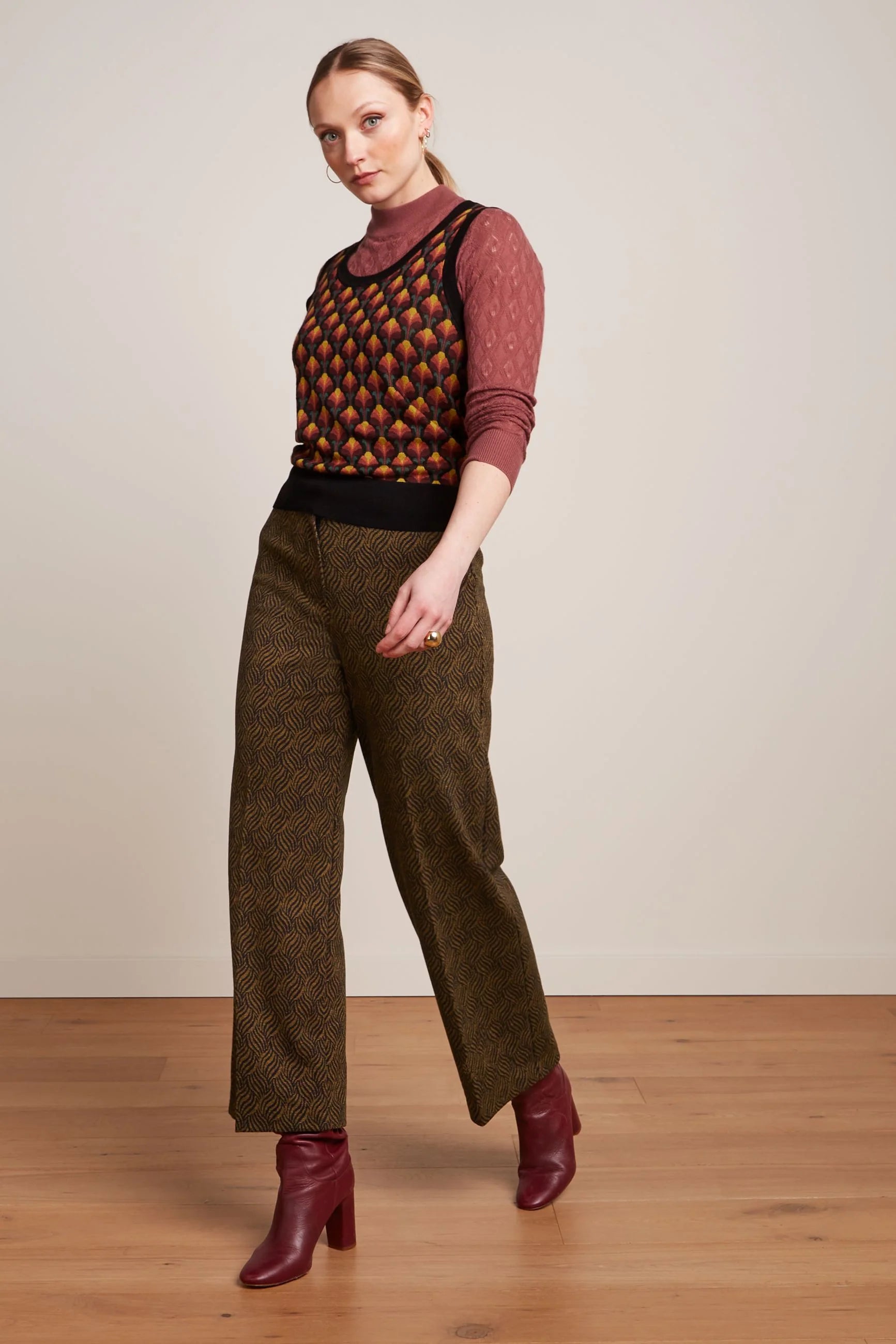 King Louie Federica Pants in Ruby Jacquard - the tartan fox