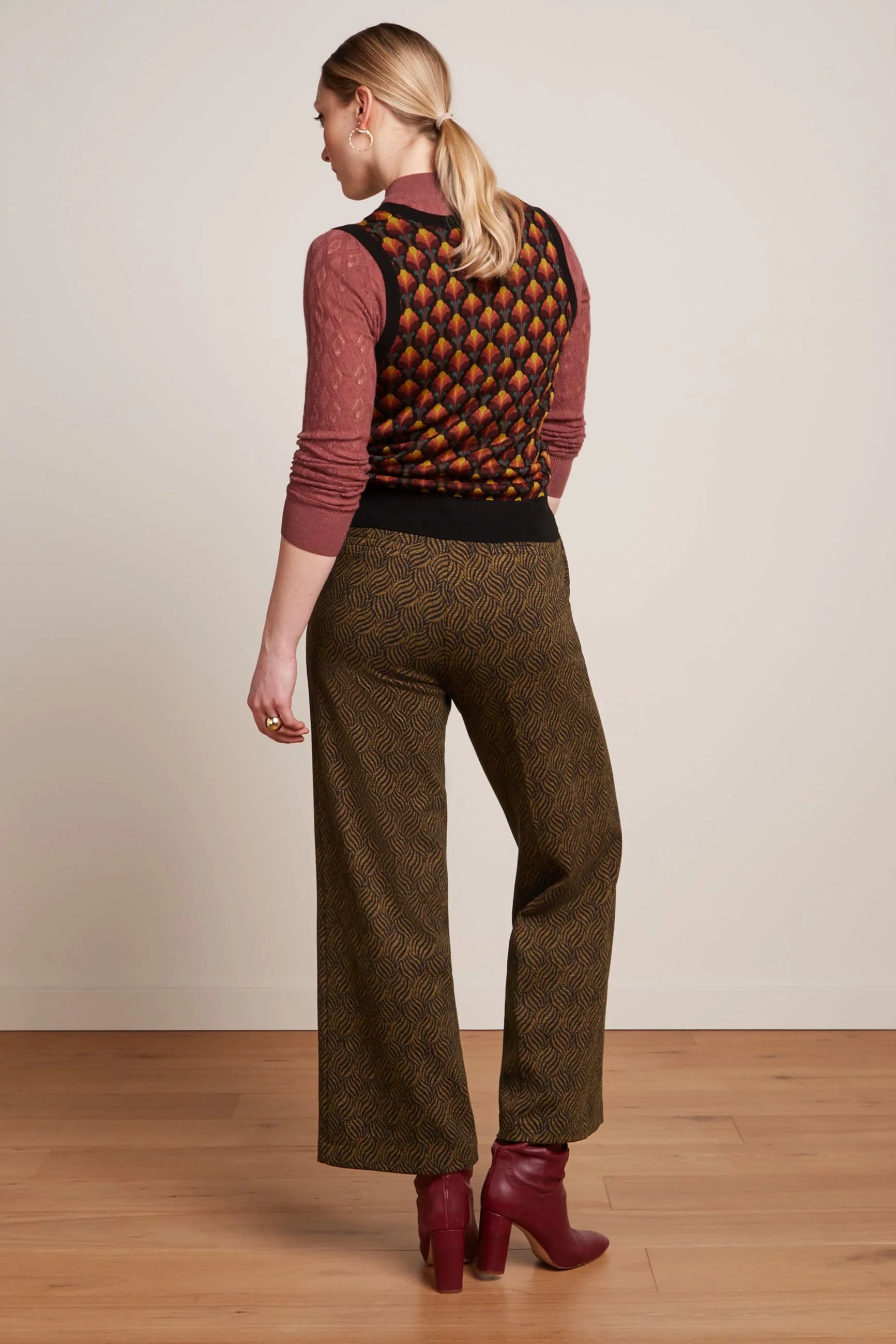 King Louie Federica Pants in Ruby Jacquard - the tartan fox
