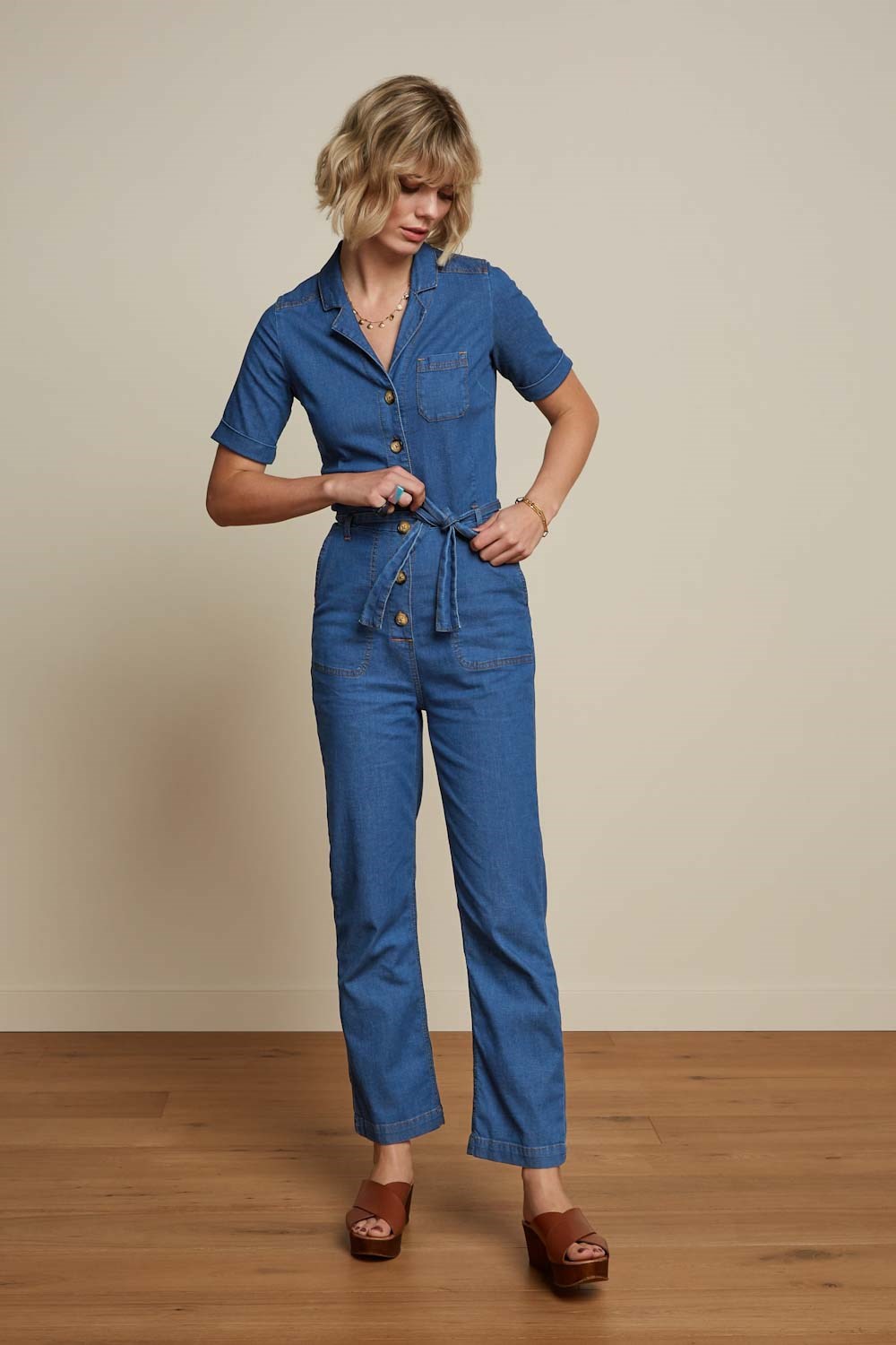 King Louie Gracie Jumpsuit in Denim Blue - the tartan fox