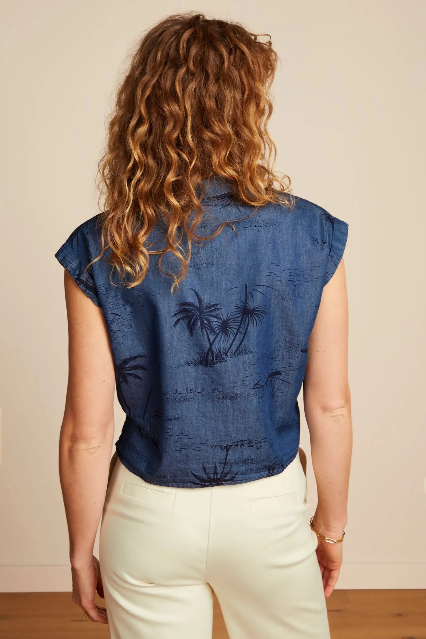 King Louie Knot Blouse Daytrip in Denim Blue - the tartan fox