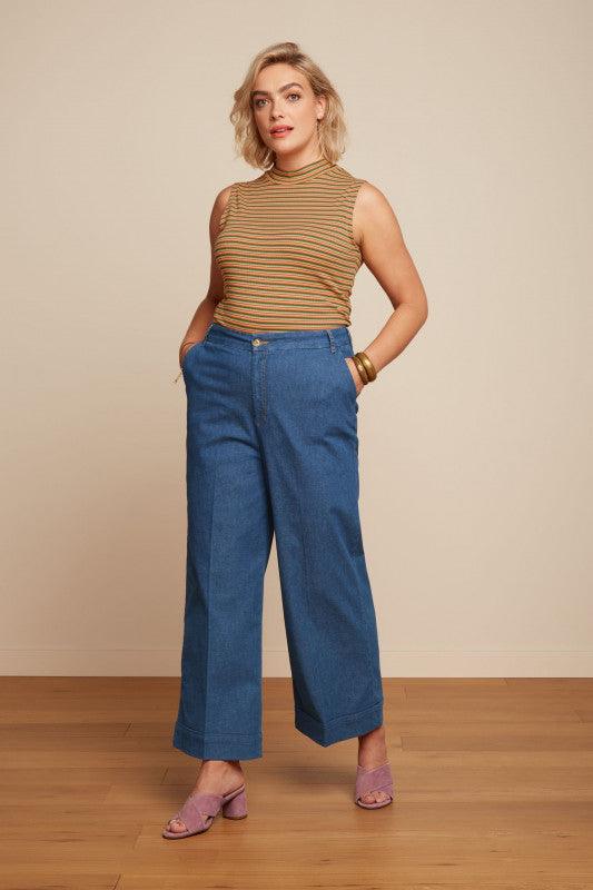 King Louie Lisa Culotte Chambray in Denim Blue - the tartan fox