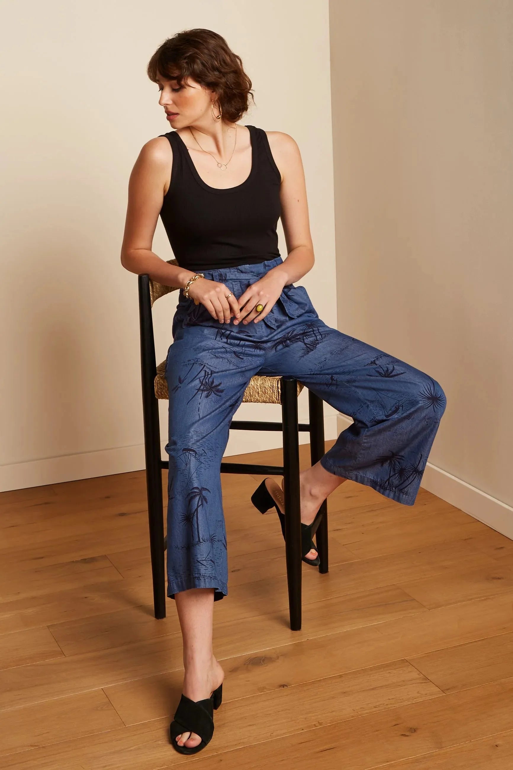 King Louie Neva Cropped Pants Daytrip in Denim Blue - the tartan fox