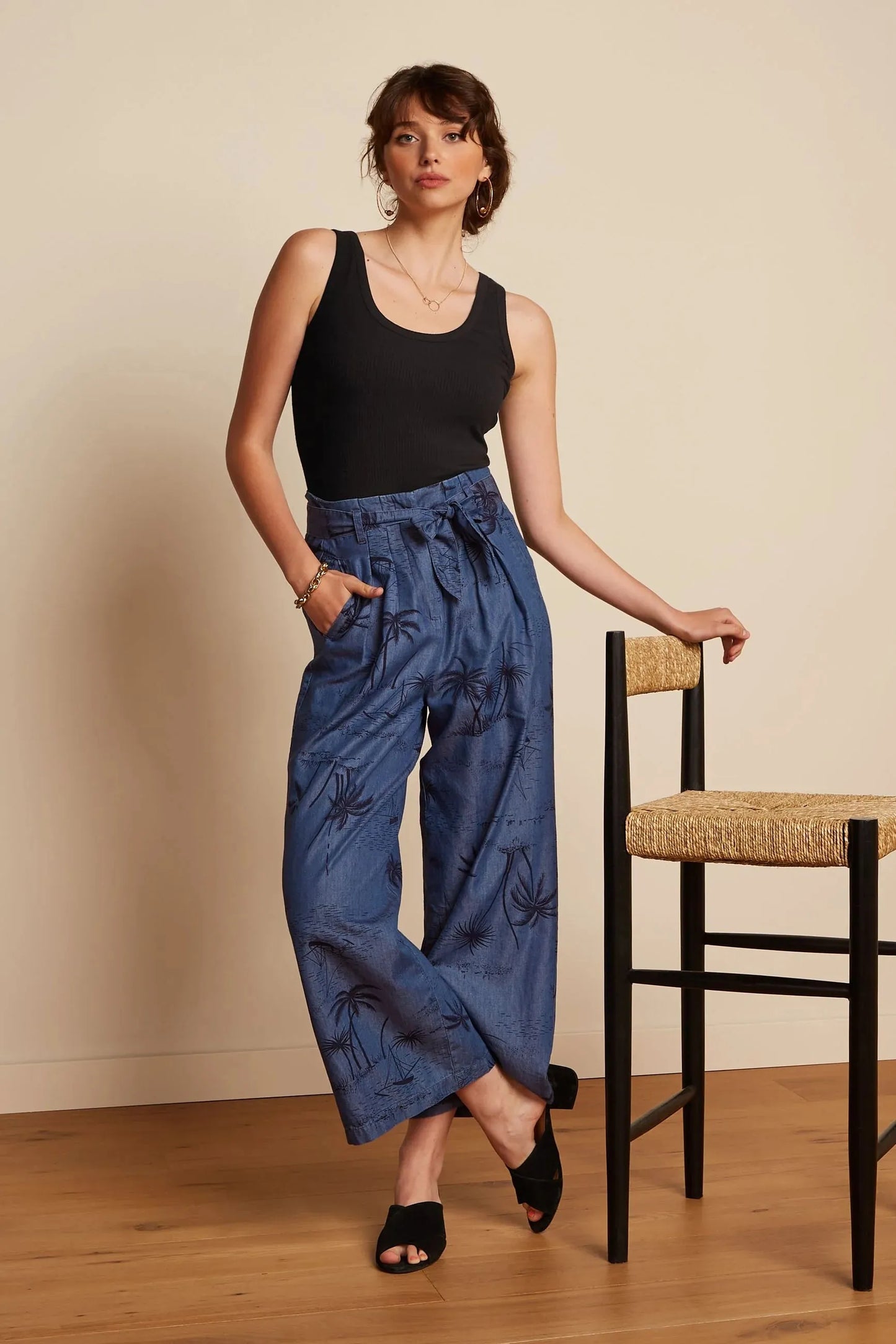 King Louie Neva Cropped Pants Daytrip in Denim Blue - the tartan fox