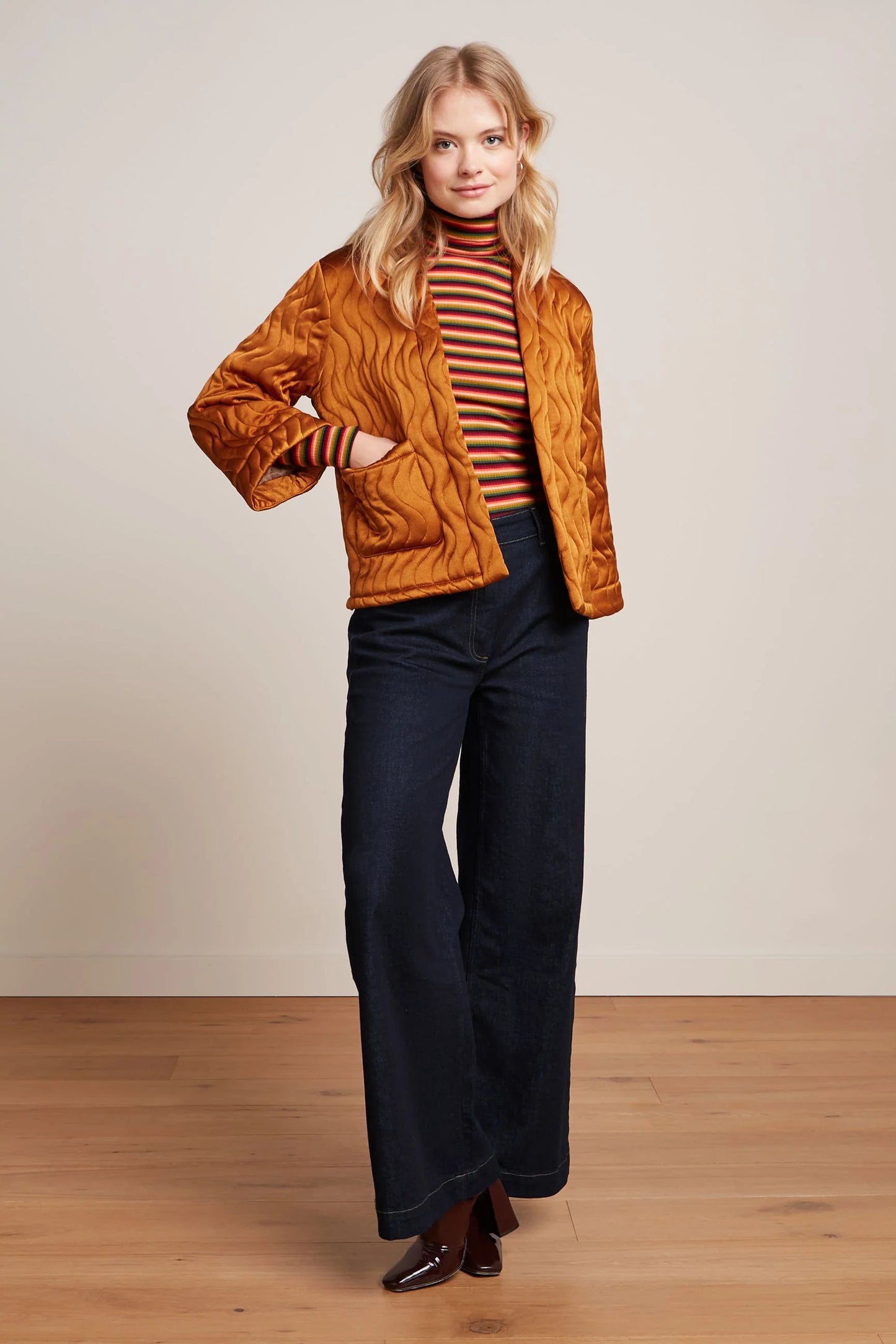 King Louie Noor Jacket Star Satin in Maple Orange - the tartan fox
