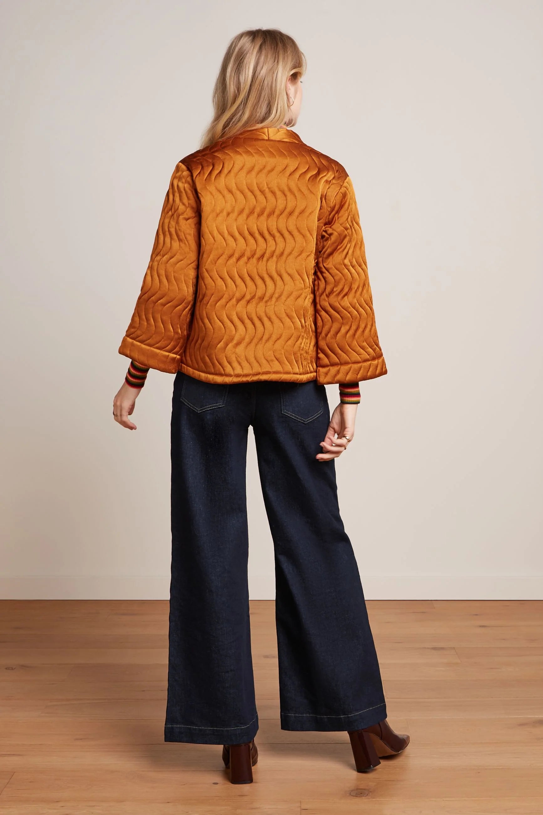 King Louie Noor Jacket Star Satin in Maple Orange - the tartan fox