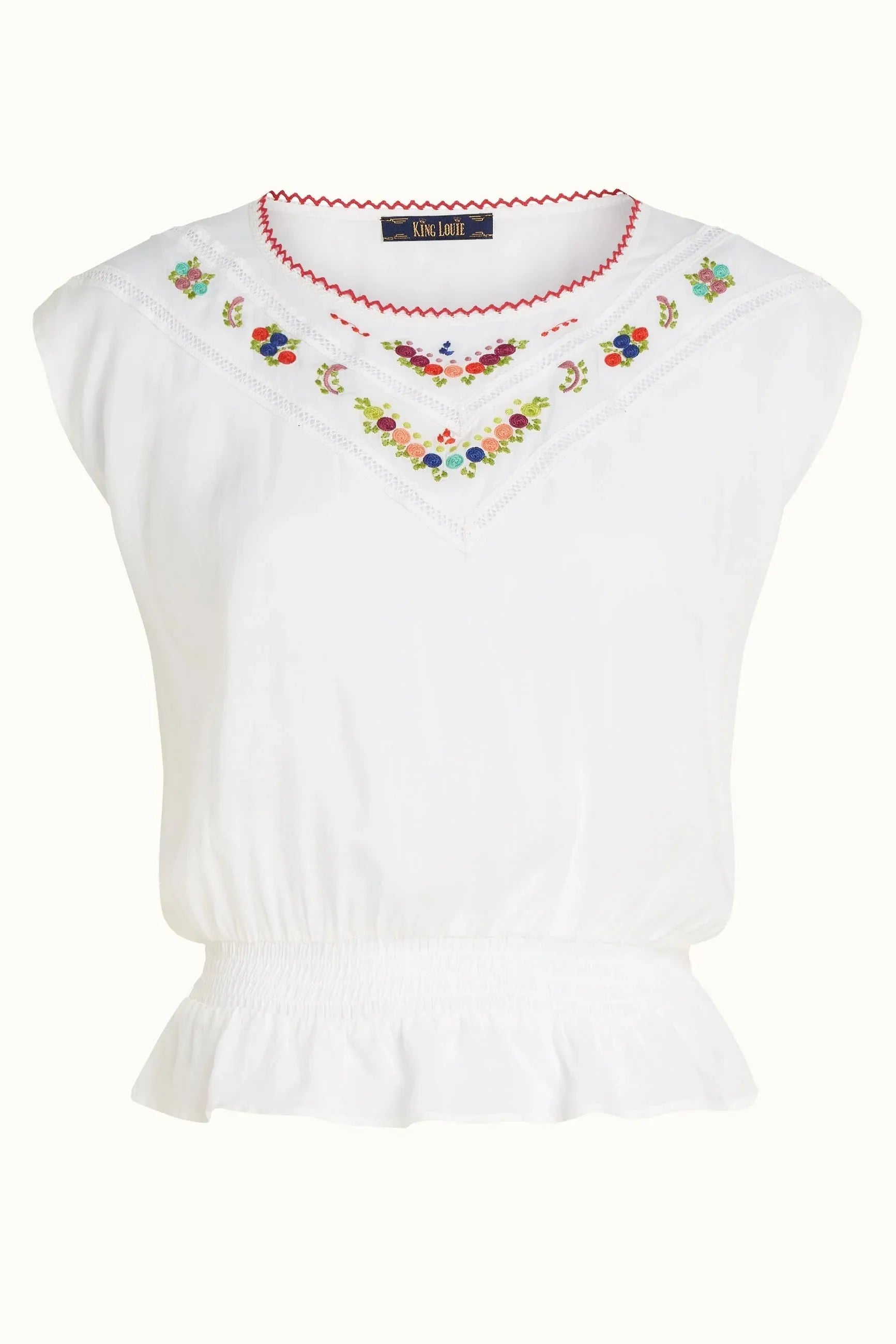 King Louie Selly Top Citrine Embroidery in Cream - the tartan fox