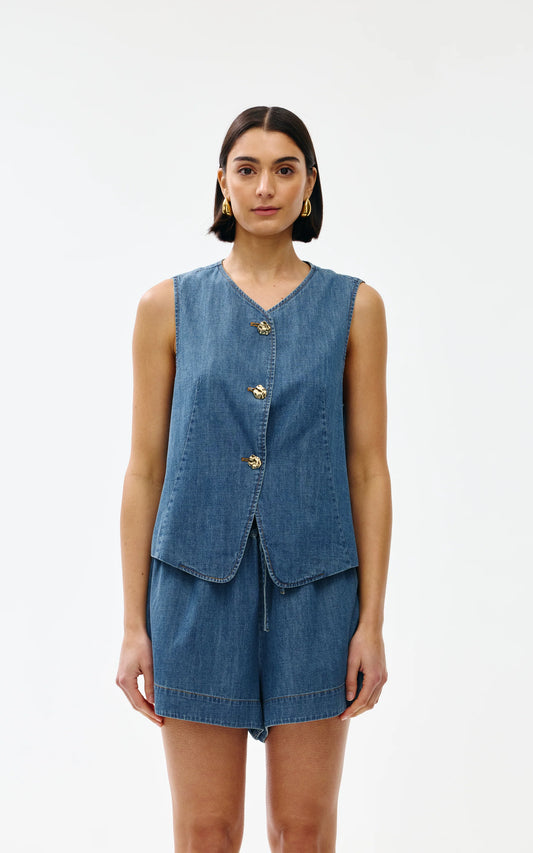 Kinney Camille Vest Denim - the tartan fox