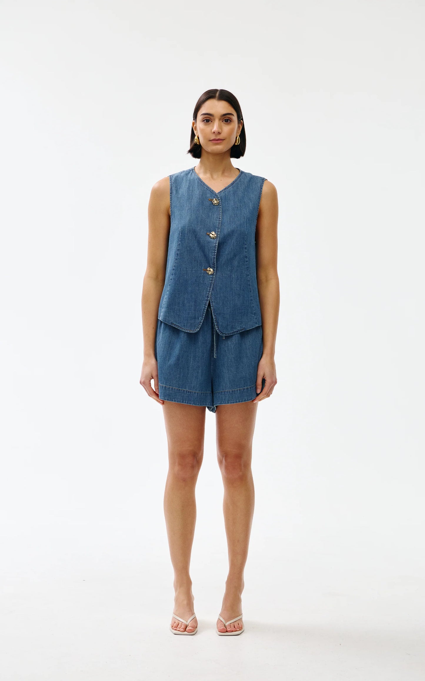 Kinney Camille Vest Denim - the tartan fox