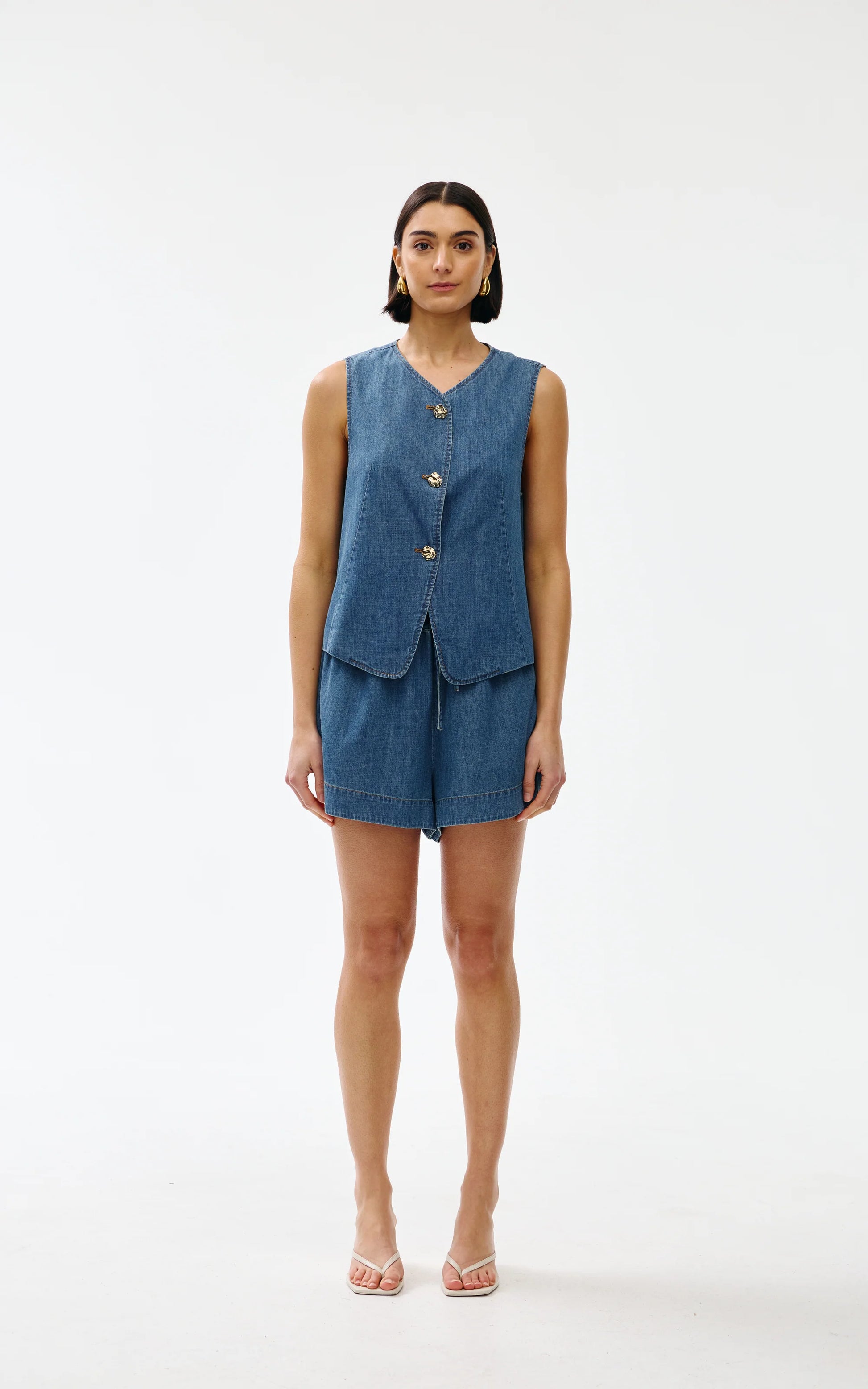 Kinney Camille Vest Denim - the tartan fox