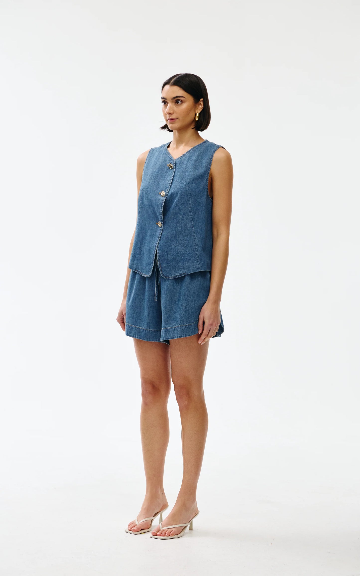 Kinney Camille Vest Denim - the tartan fox