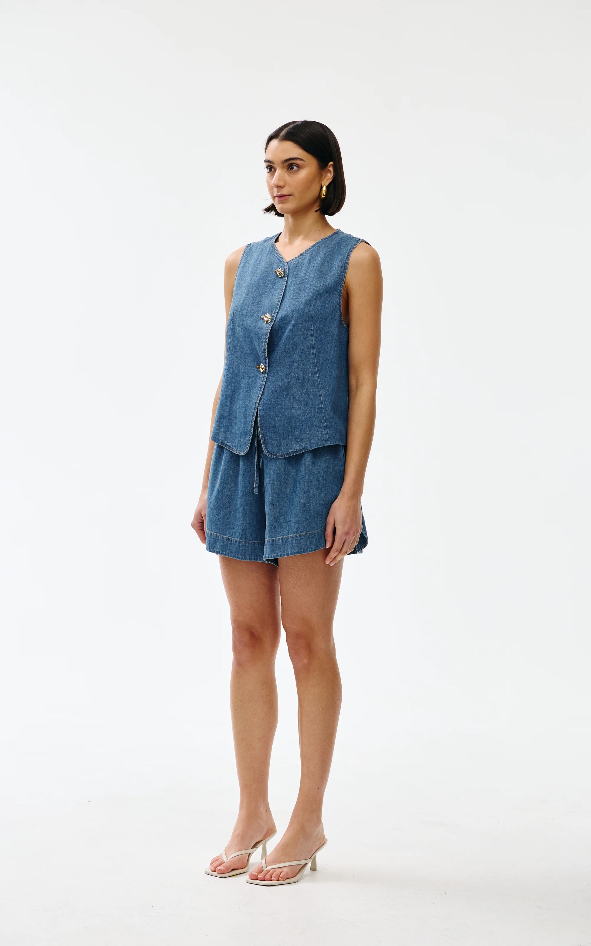 Kinney Camille Vest Denim - the tartan fox
