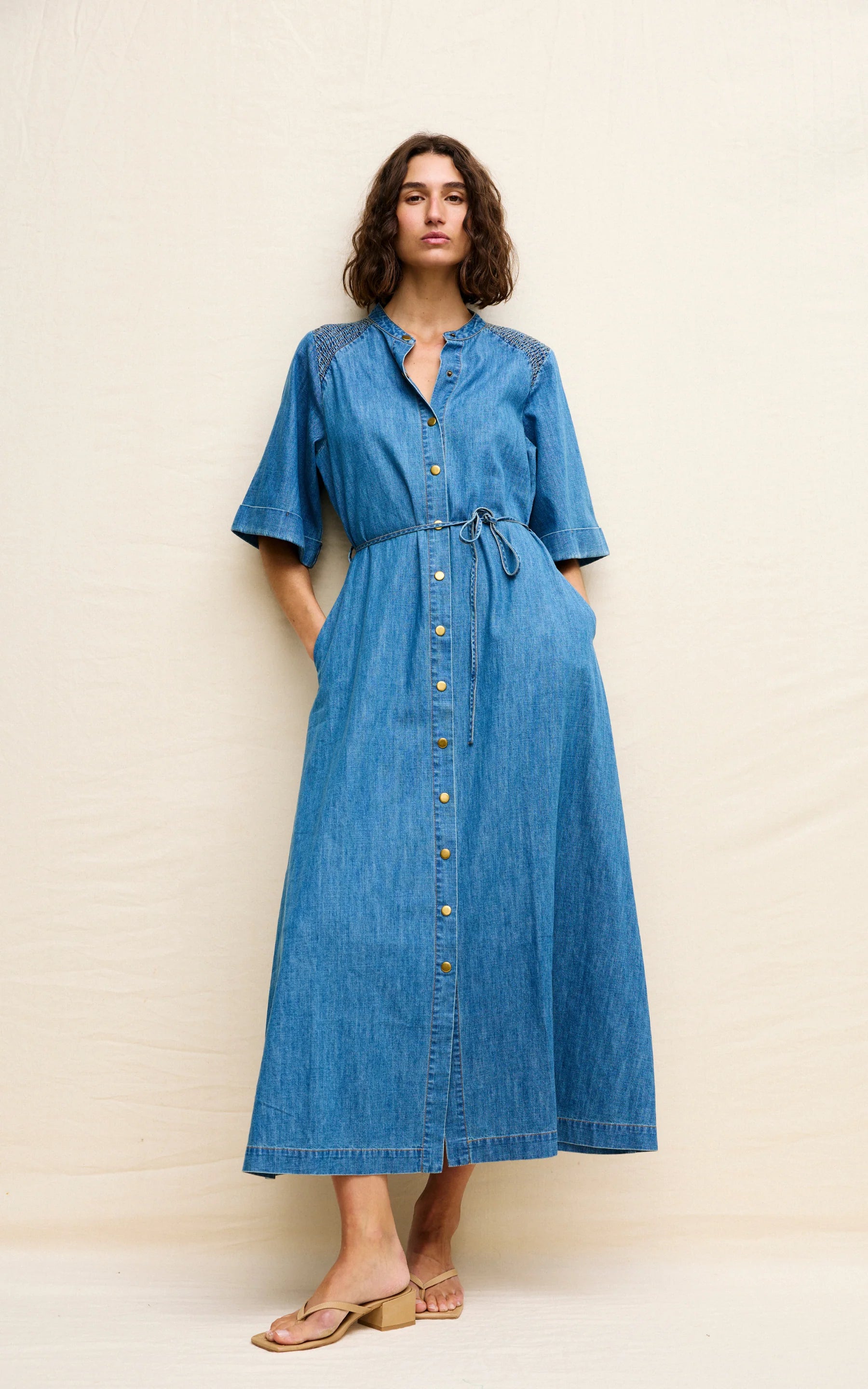 Kinney Gigi Dress Denim - the tartan fox