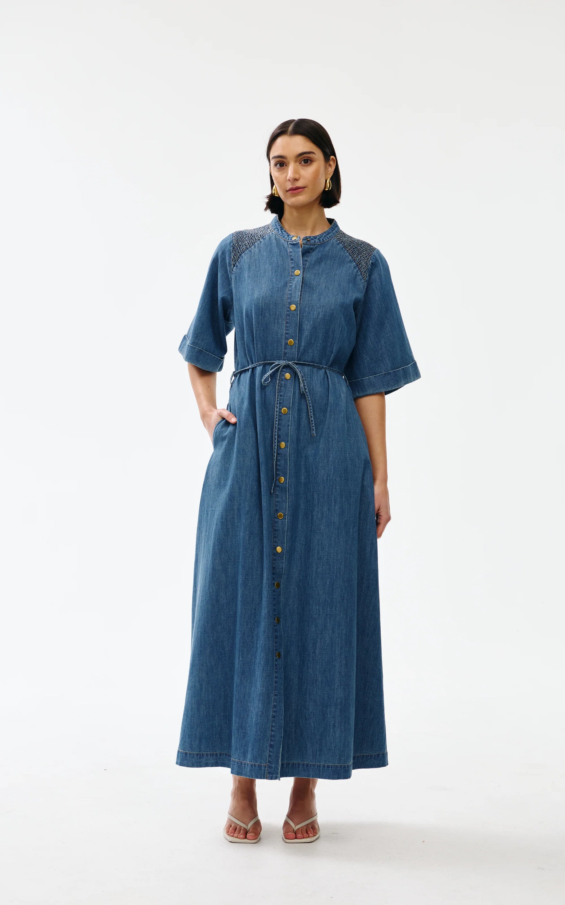 Kinney Gigi Dress Denim - the tartan fox