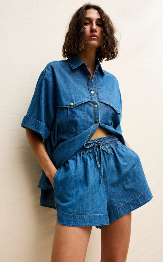 Kinney Juniper Shorts Denim - the tartan fox