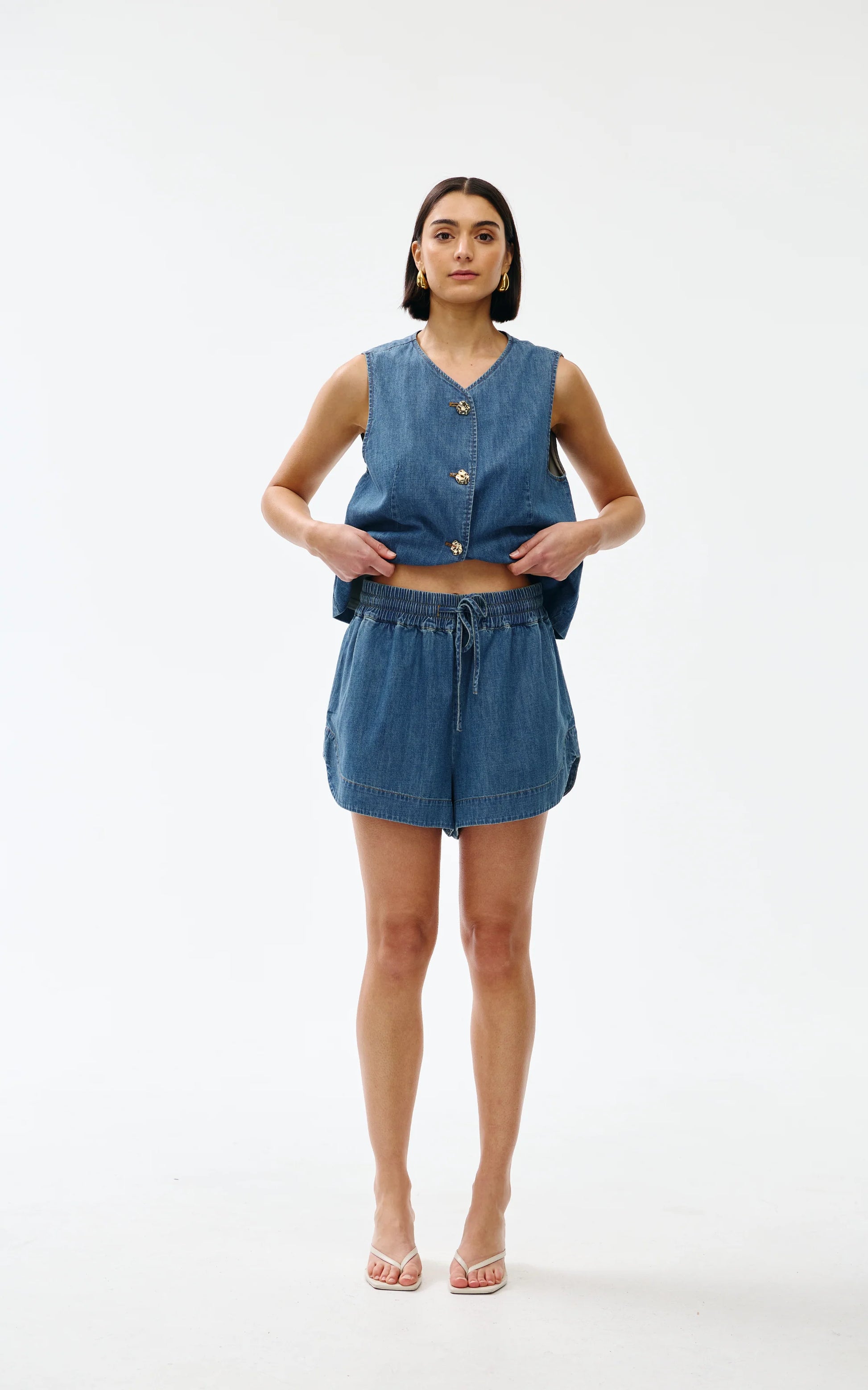 Kinney Juniper Shorts Denim - the tartan fox