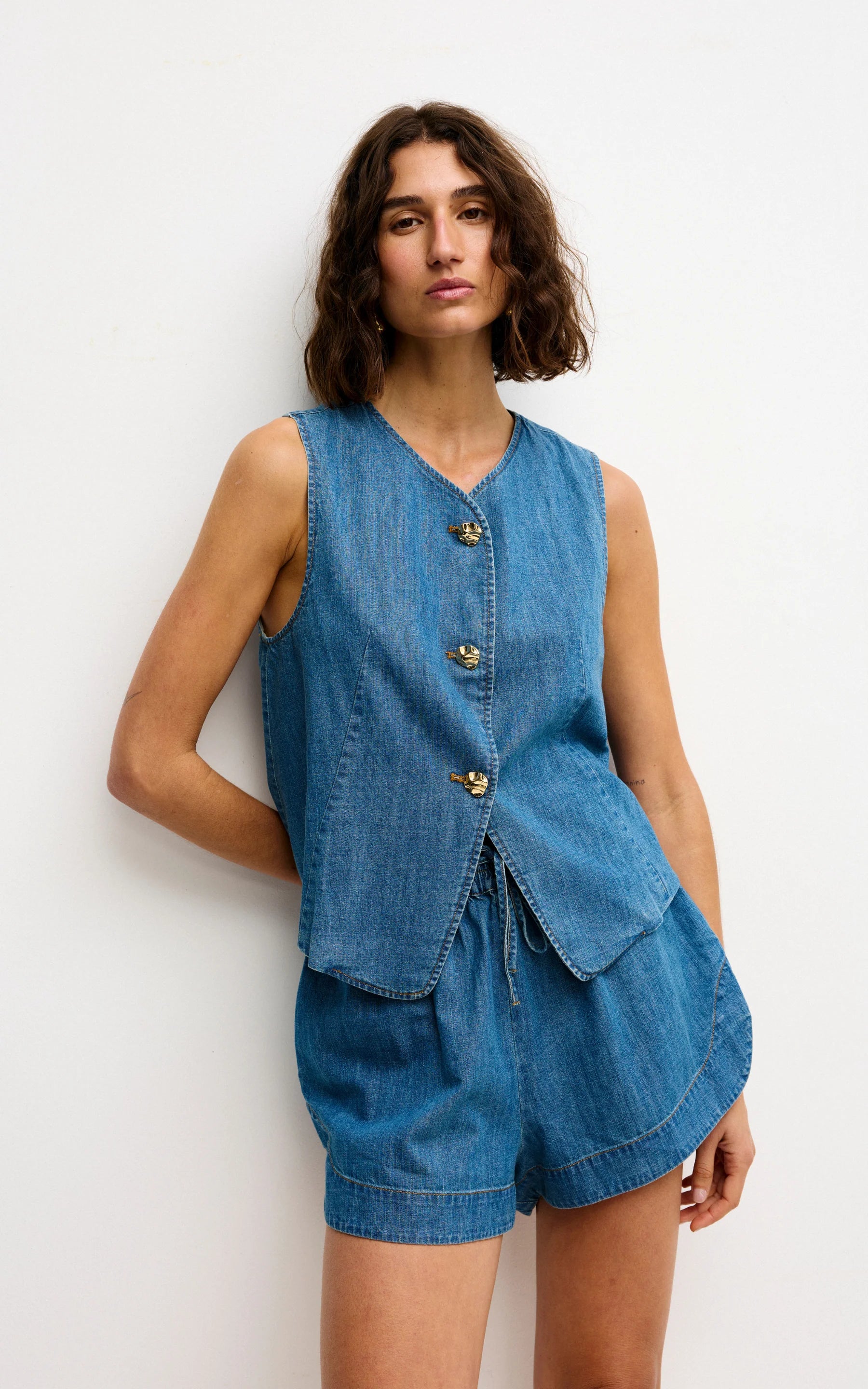 Kinney Juniper Shorts Denim - the tartan fox