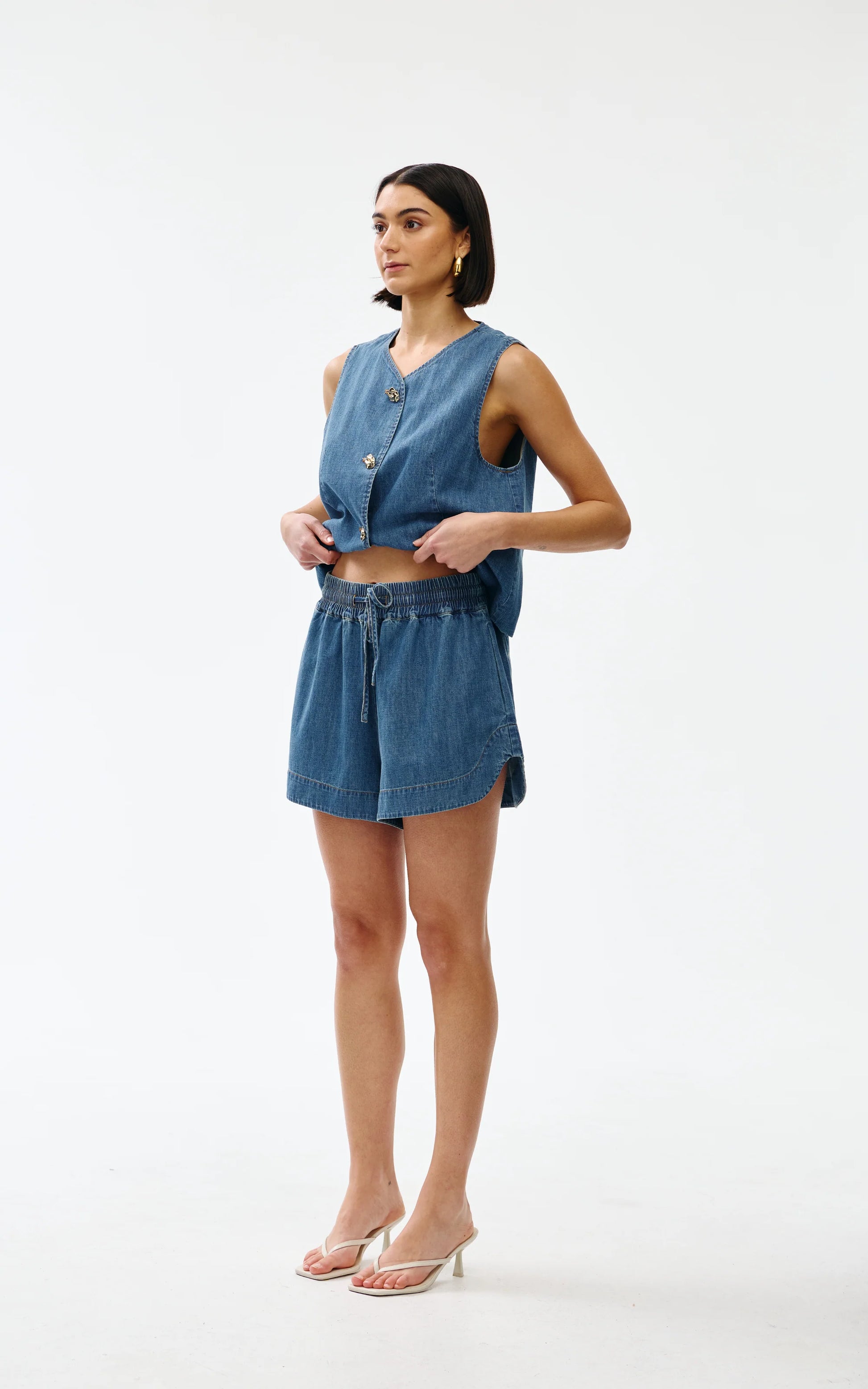 Kinney Juniper Shorts Denim - the tartan fox