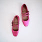 KMB Metallic Leather Ballet Flat in Fuchsia - the tartan fox