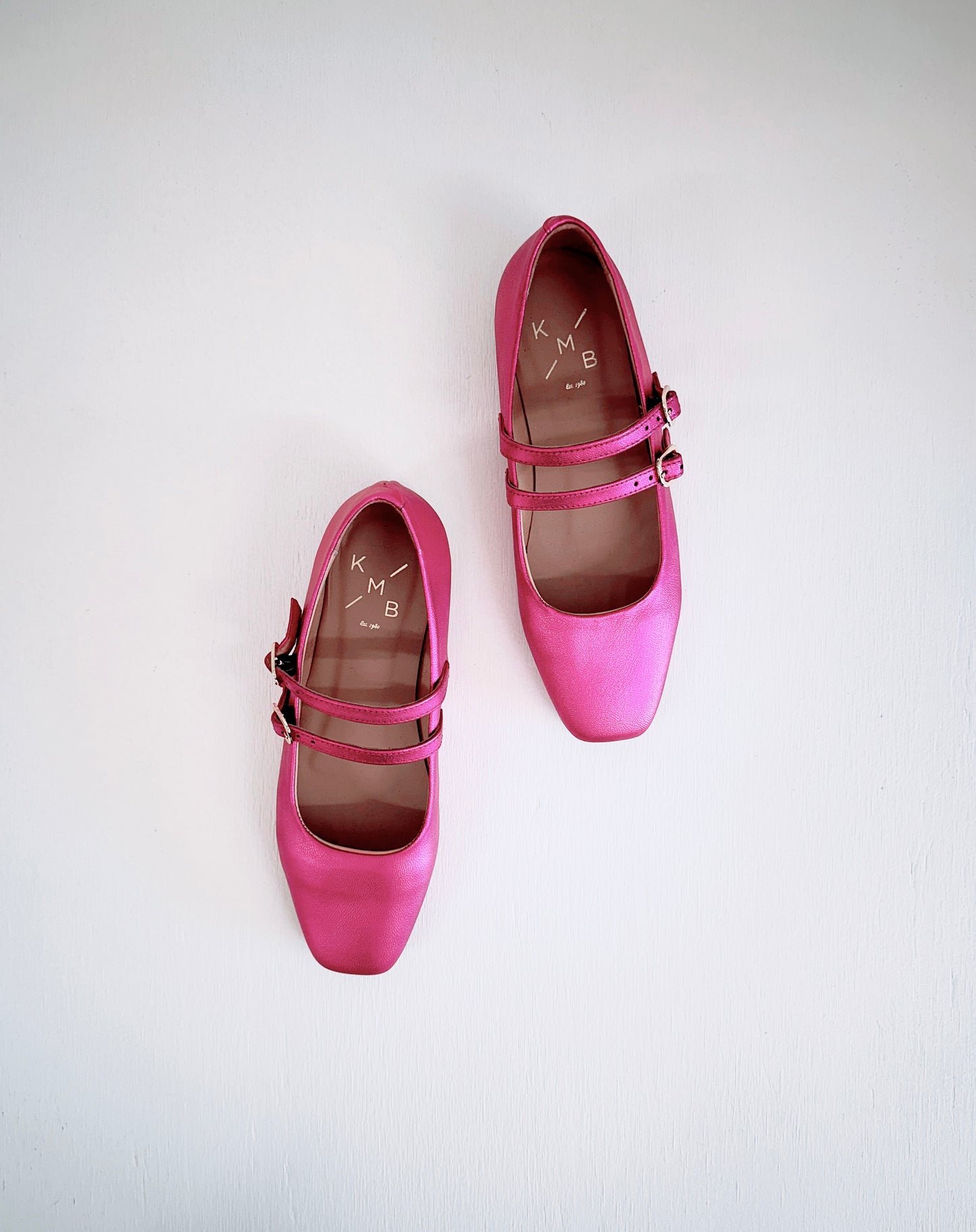KMB Metallic Leather Ballet Flat in Fuchsia - the tartan fox