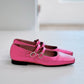 KMB Metallic Leather Ballet Flat in Fuchsia - the tartan fox