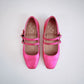 KMB Metallic Leather Ballet Flat in Fuchsia - the tartan fox