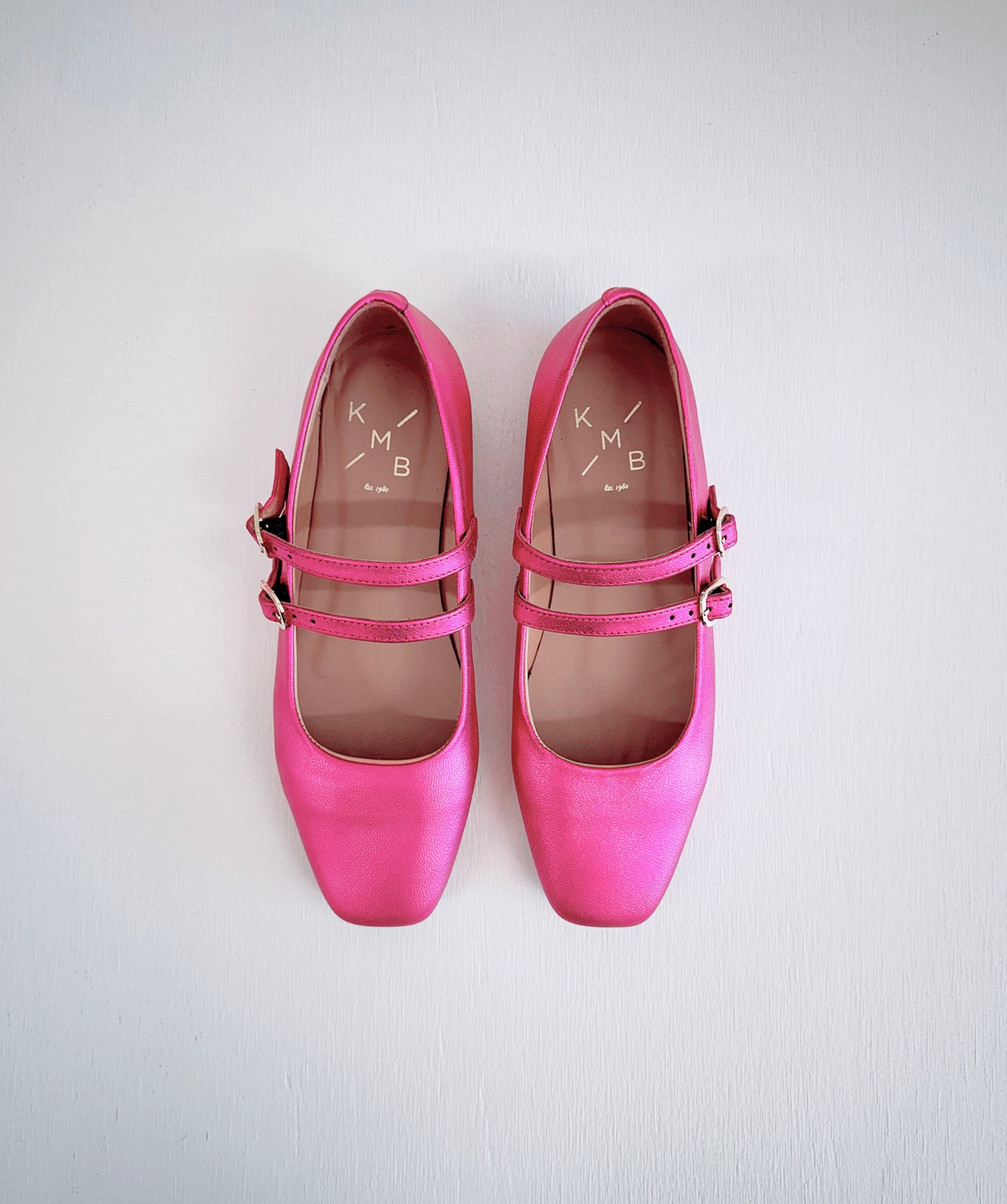 KMB Metallic Leather Ballet Flat in Fuchsia - the tartan fox