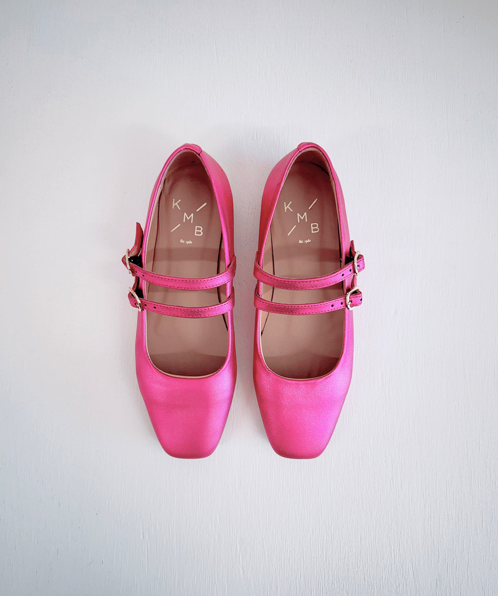 KMB Metallic Leather Ballet Flat in Fuchsia - the tartan fox