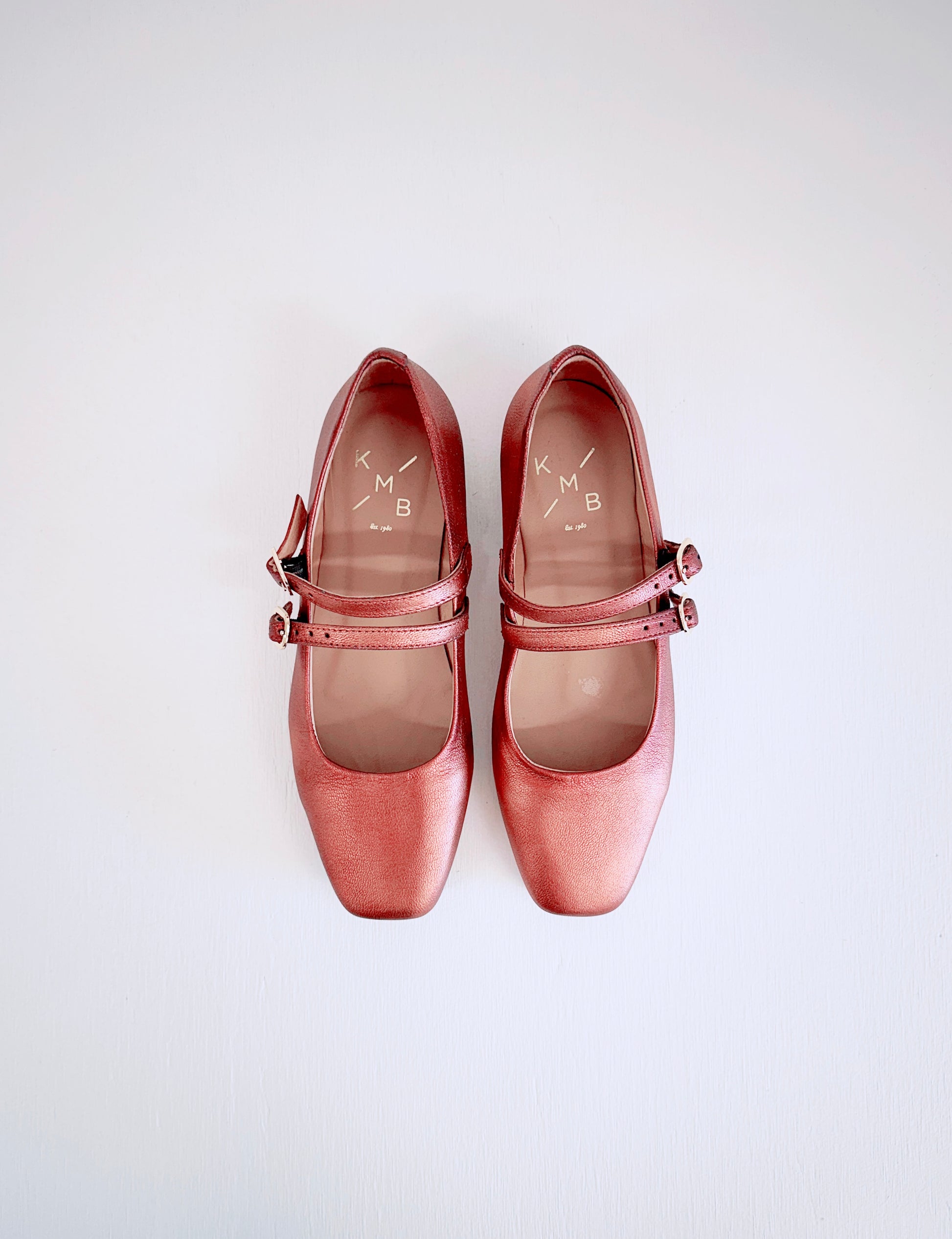 KMB Metallic Leather Ballet Flat in Rust - the tartan fox