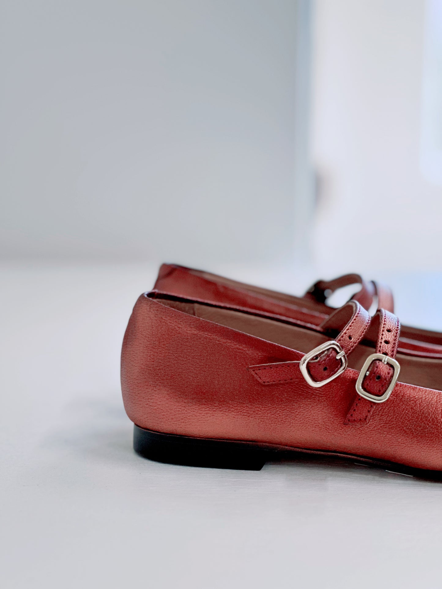 KMB Metallic Leather Ballet Flat in Rust - the tartan fox