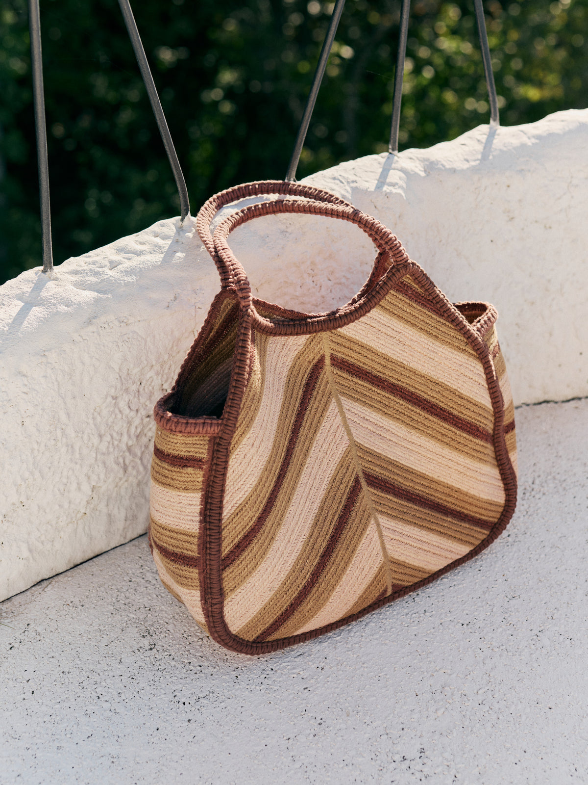 Indi & Cold Herringbone Shopping Bag in Chocolate