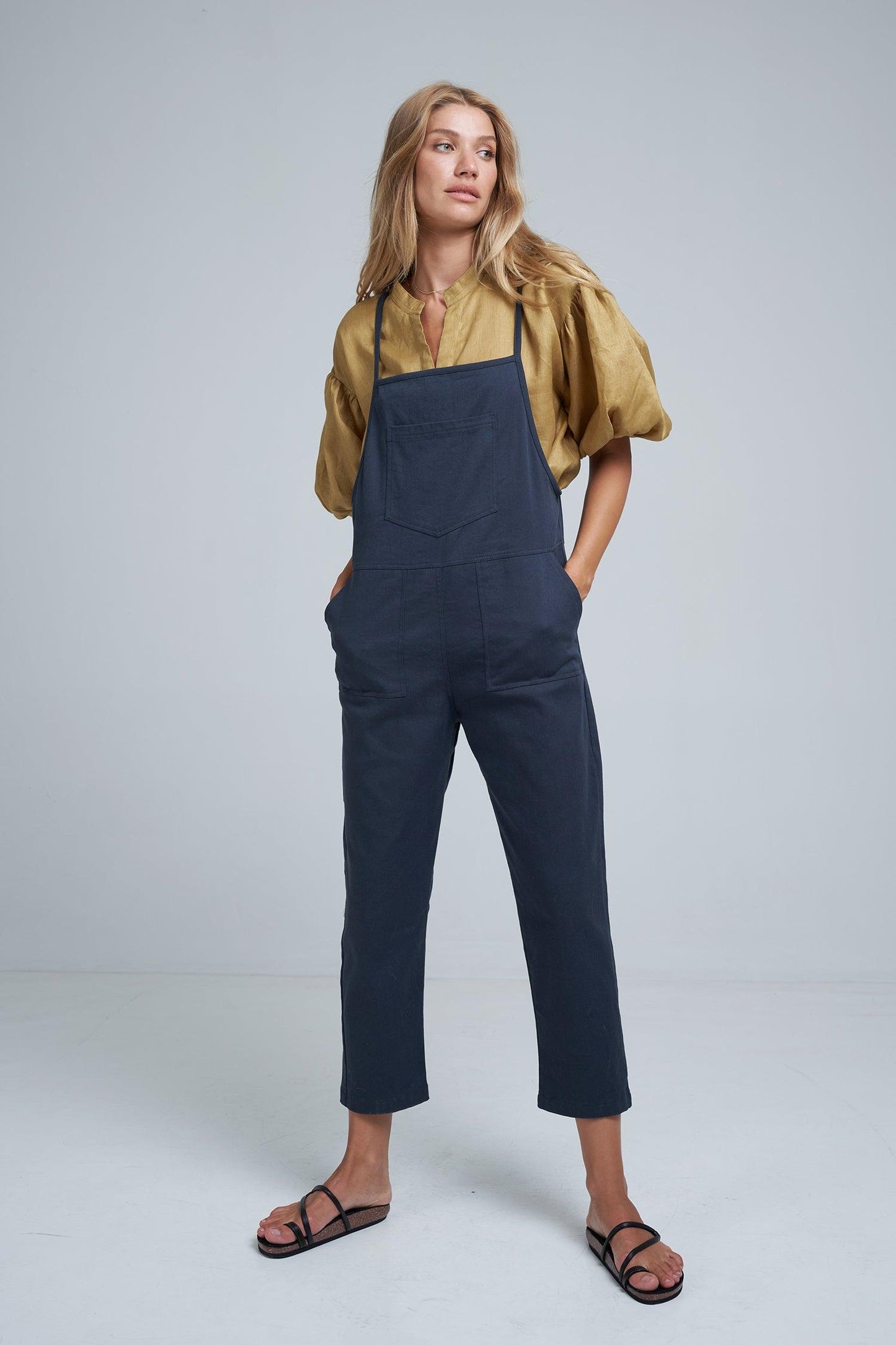 Lilya Beach Overalls in Washed Black - the tartan fox