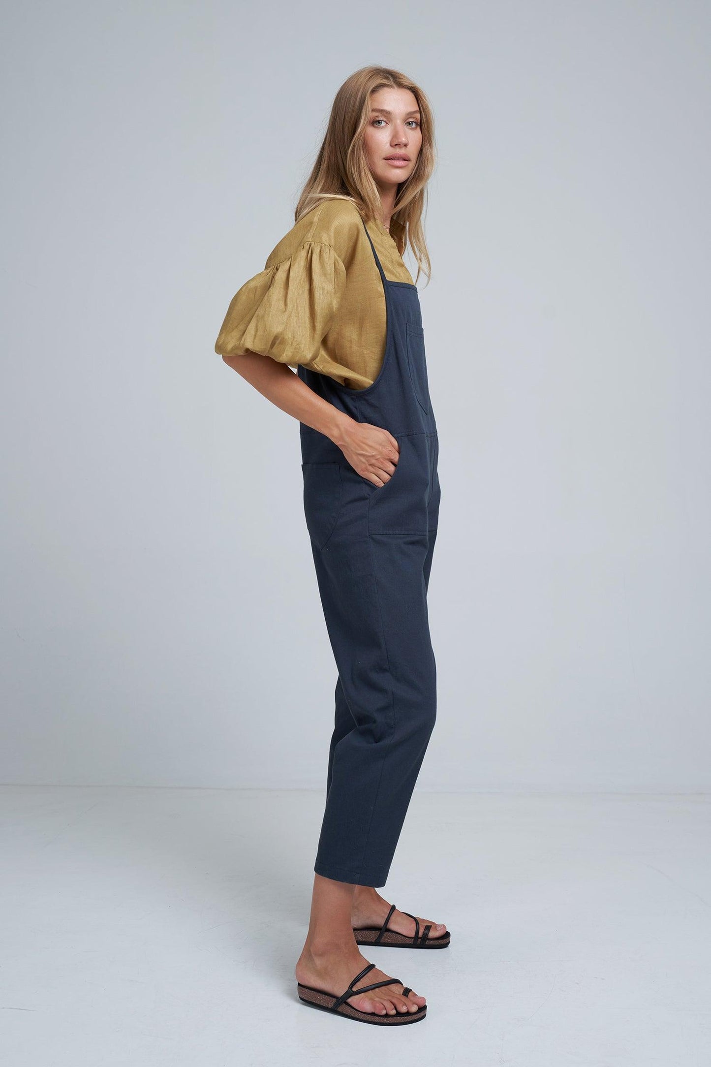 Lilya Beach Overalls in Washed Black - the tartan fox