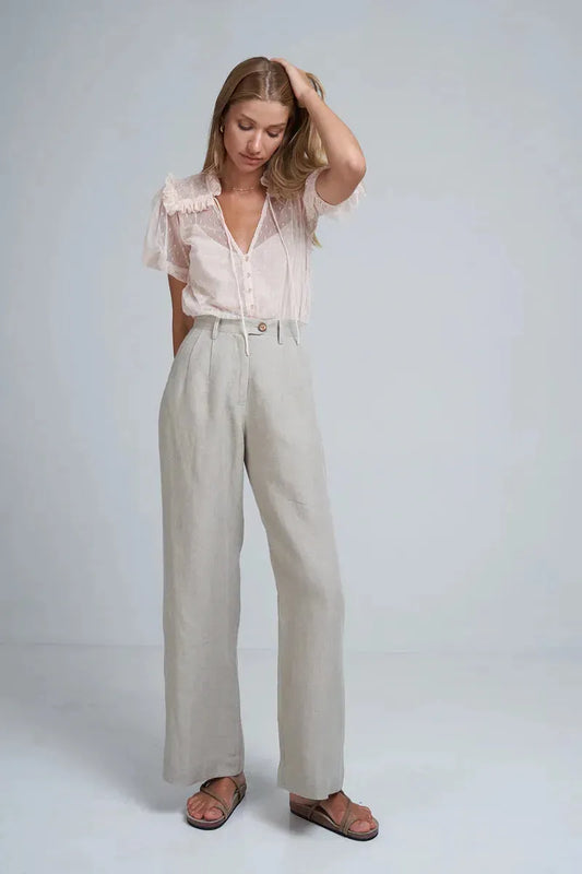 Lilya Day Linen Pant in Natural - the tartan fox