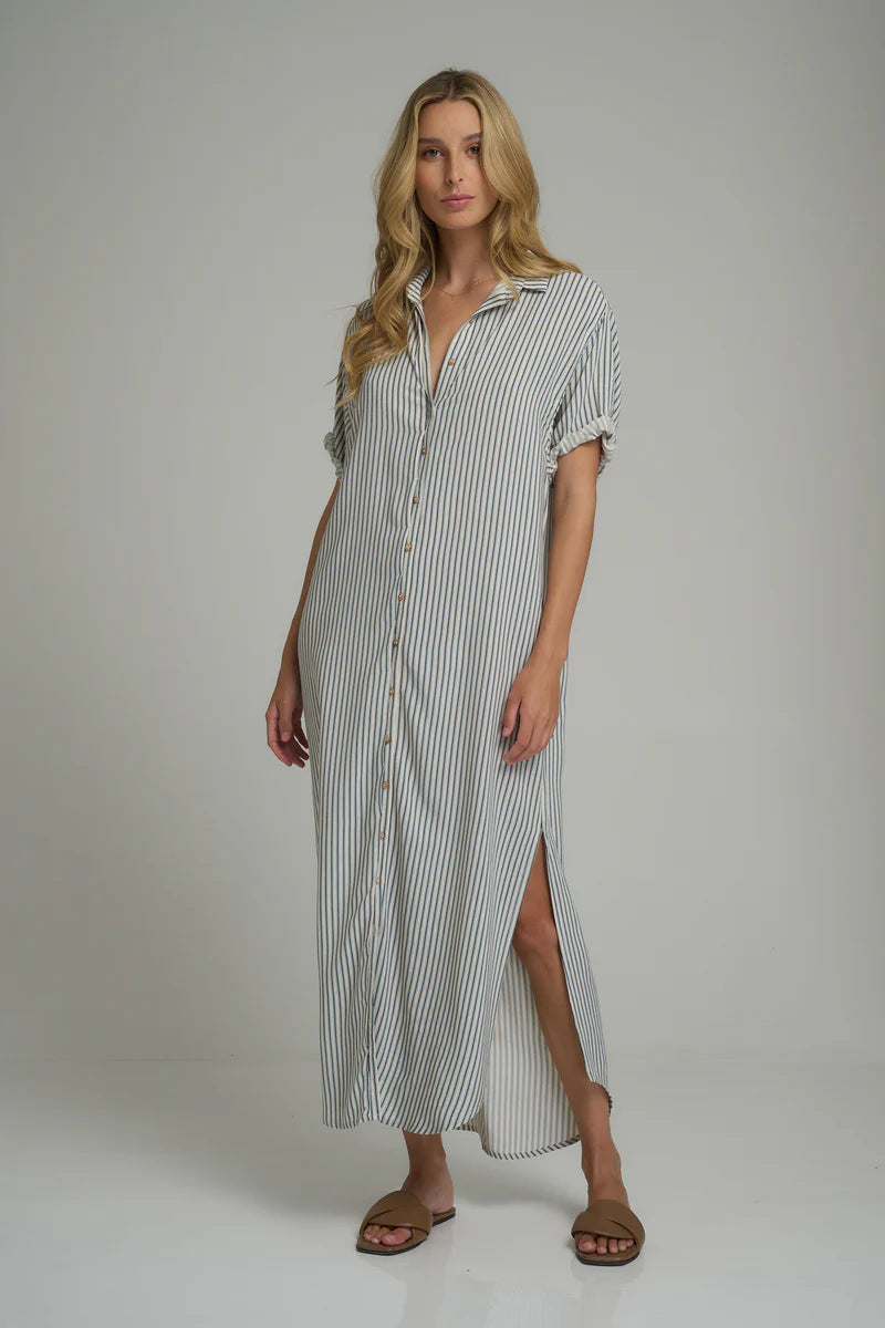 Lilya Hutton Dress Cheshire Stripe Blue - the tartan fox