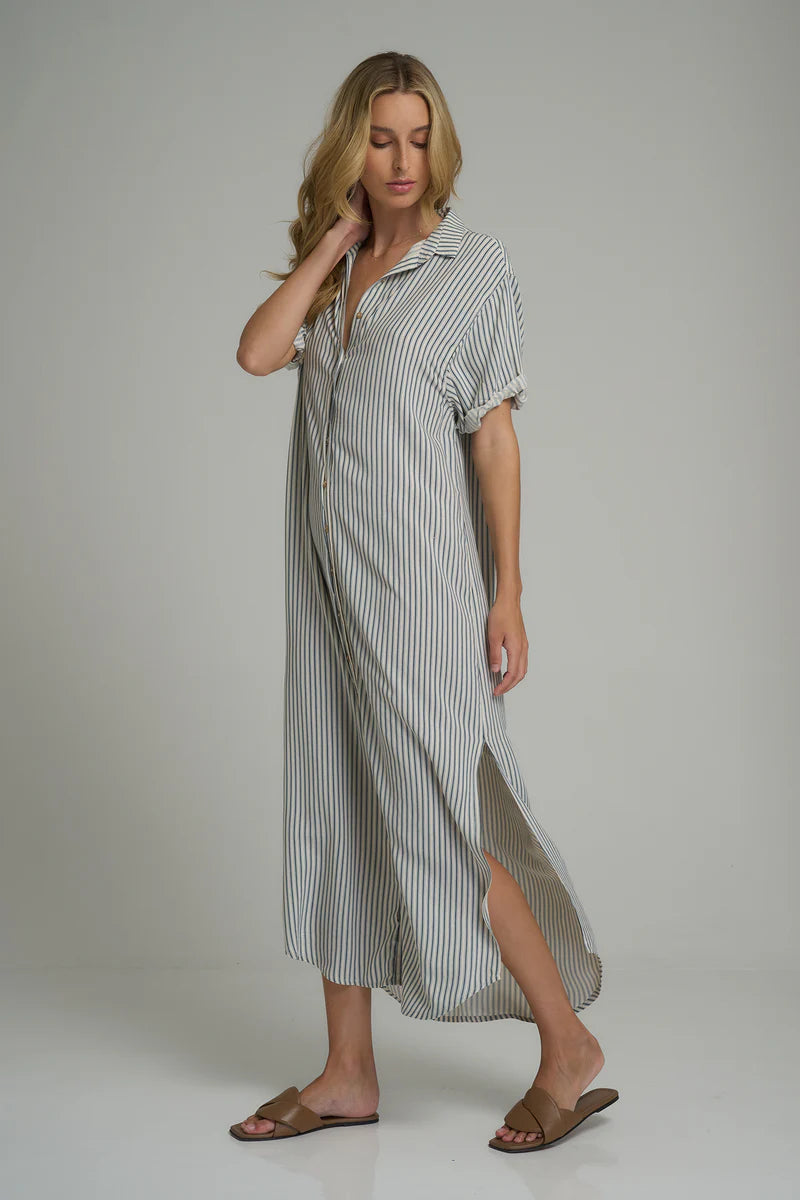 Lilya Hutton Dress Cheshire Stripe Blue - the tartan fox