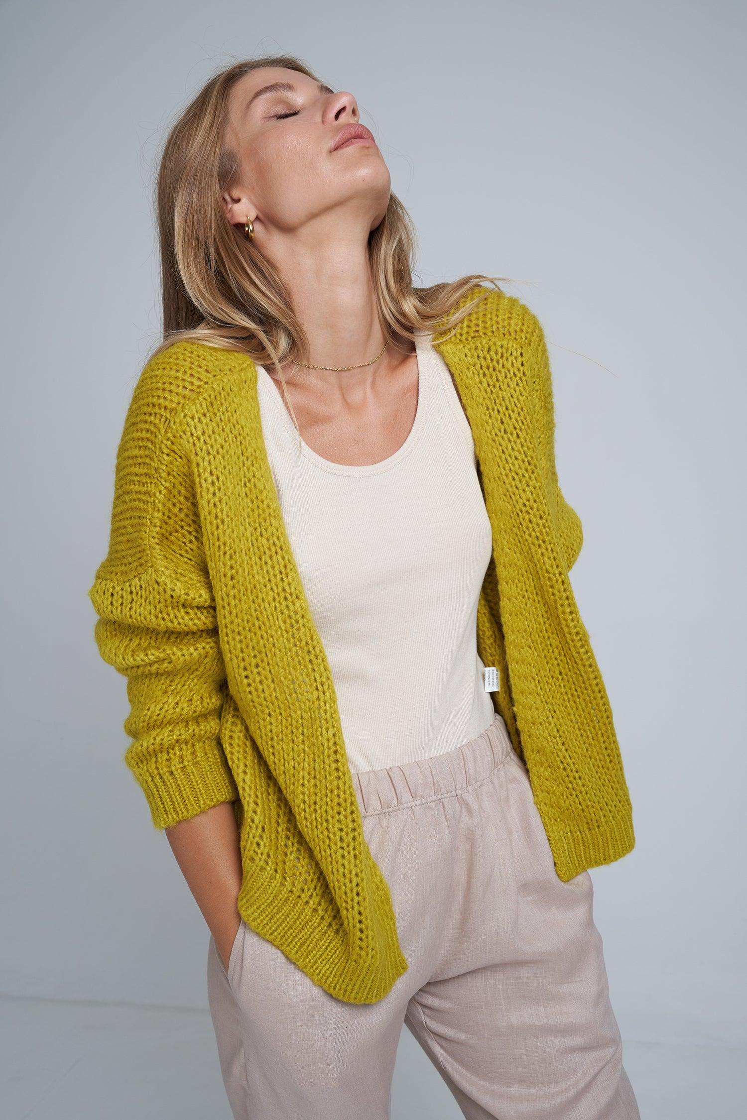 Lilya Marais Cardigan in Anise Yellow - the tartan fox