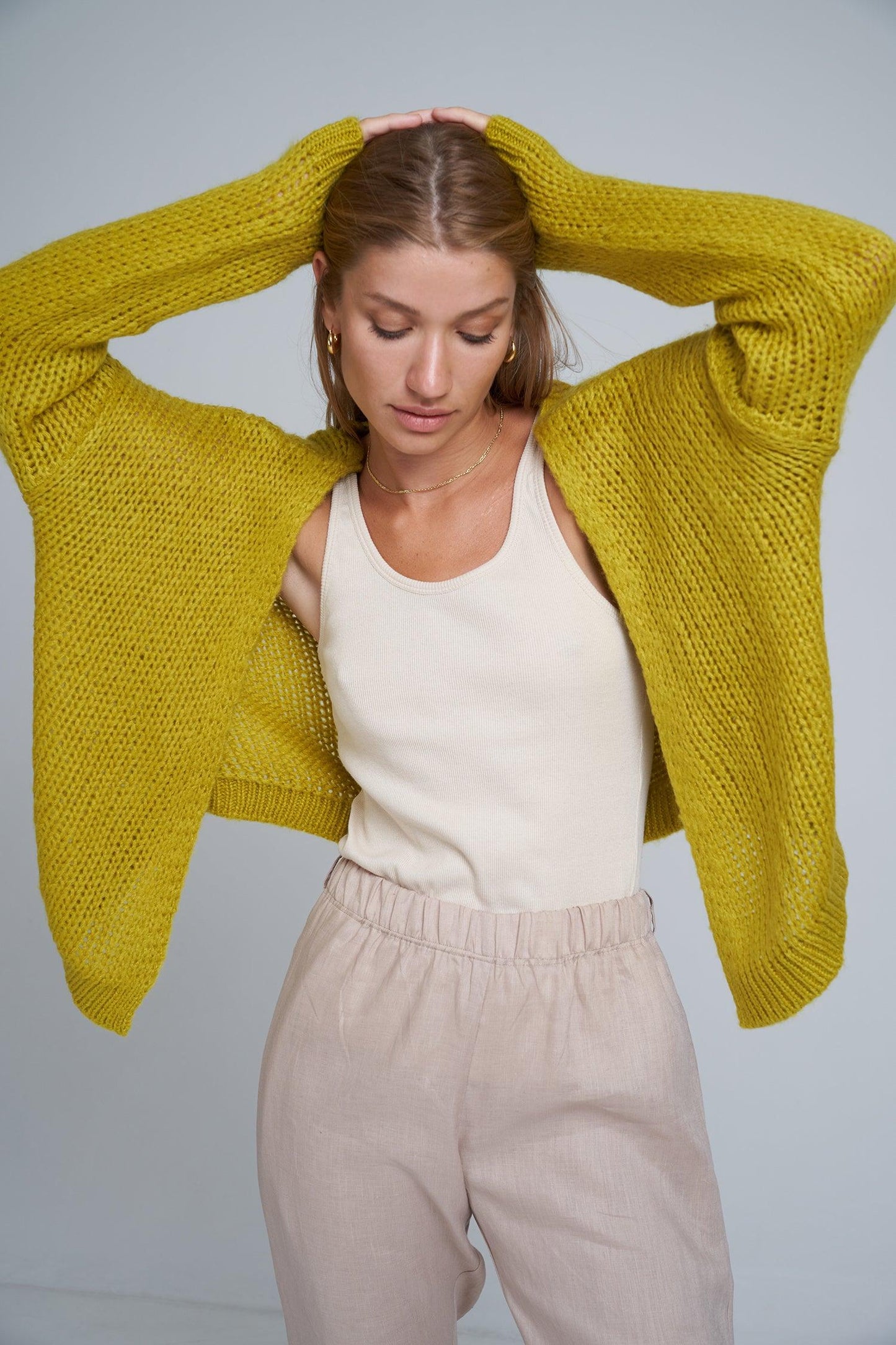 Lilya Marais Cardigan in Anise Yellow - the tartan fox