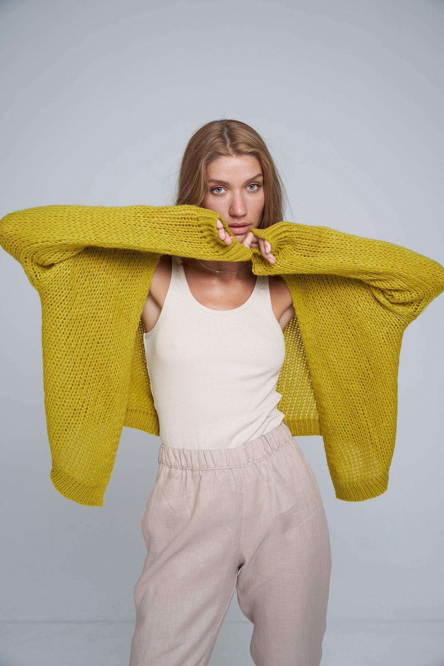 Lilya Marais Cardigan in Anise Yellow - the tartan fox