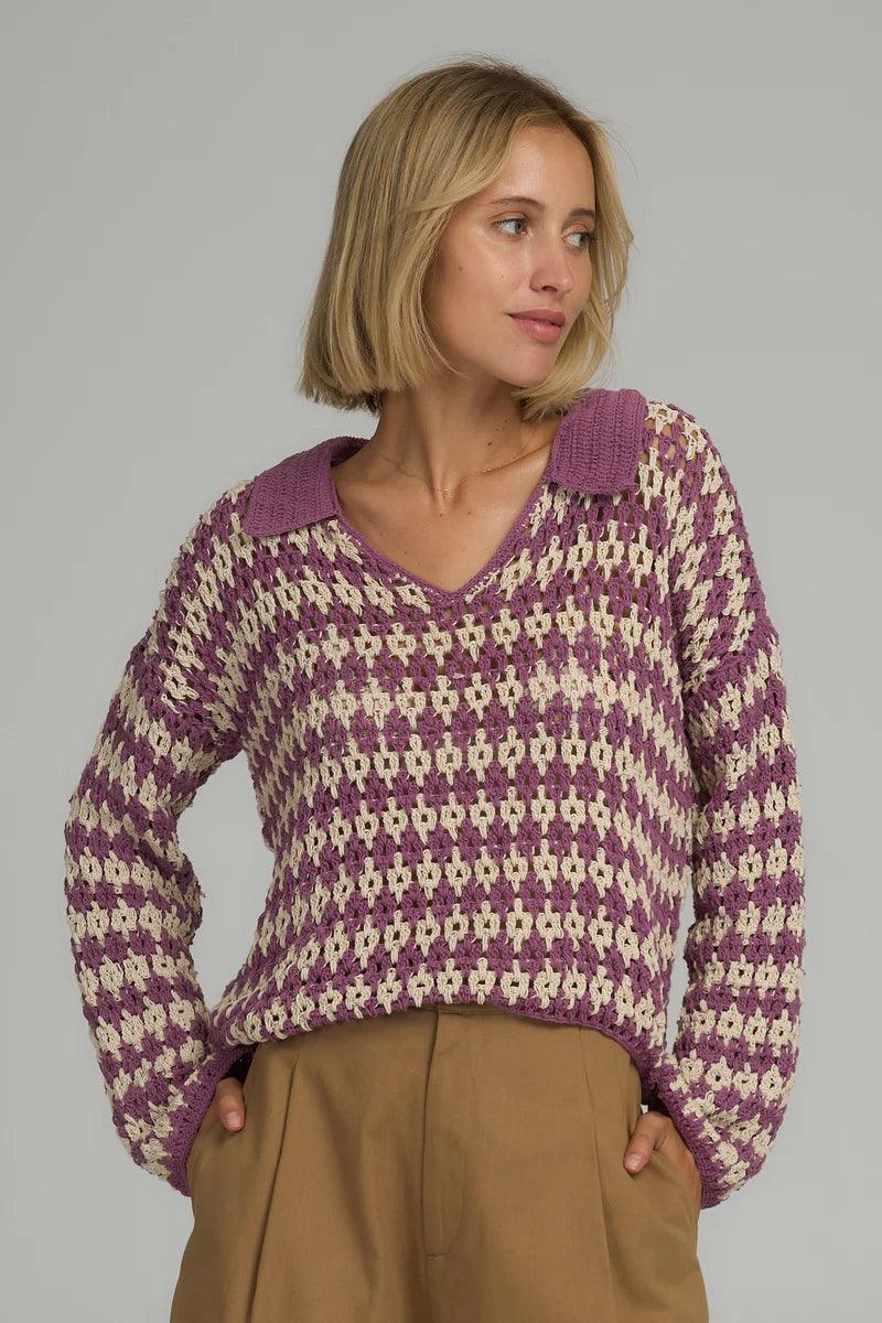 Lilya Vacance Crochet Top in Lavender Ivory - the tartan fox