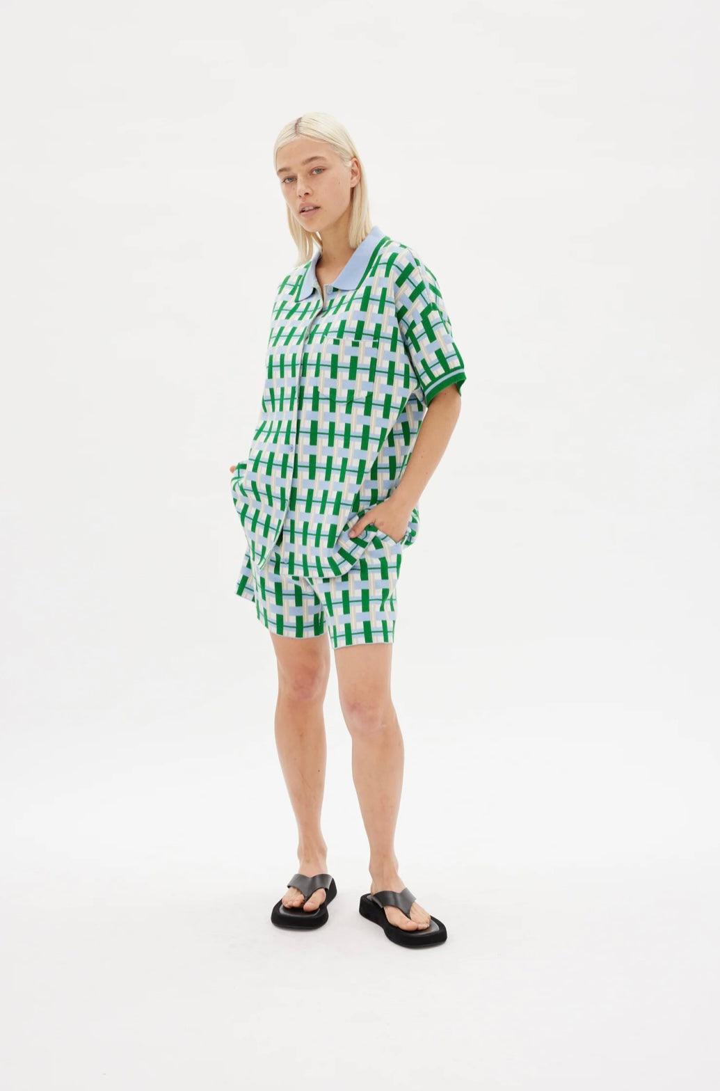 LMND Cala Short Sleeve Shirt in Geo - the tartan fox